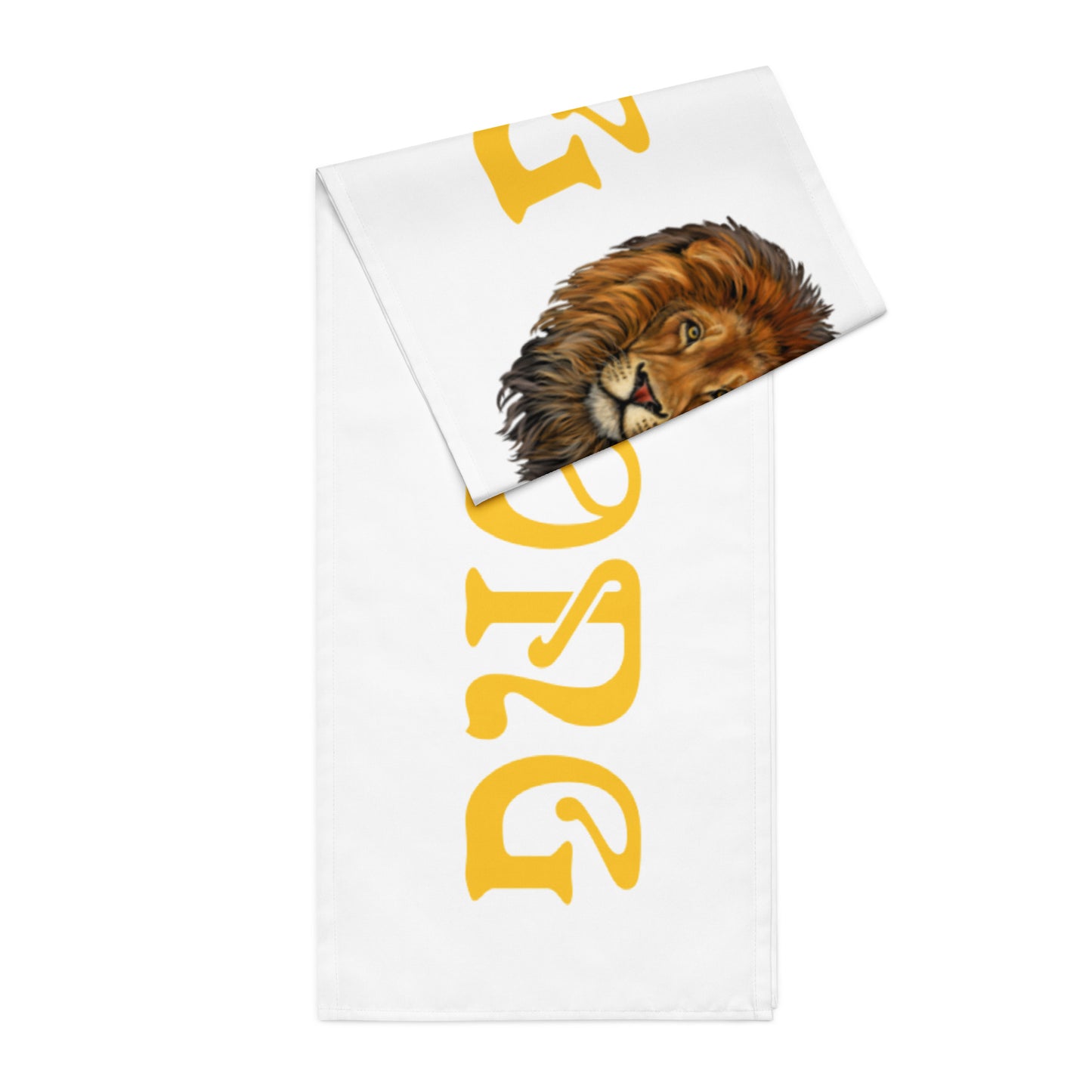 “STRONG”White Table Runner W/Yellow Font