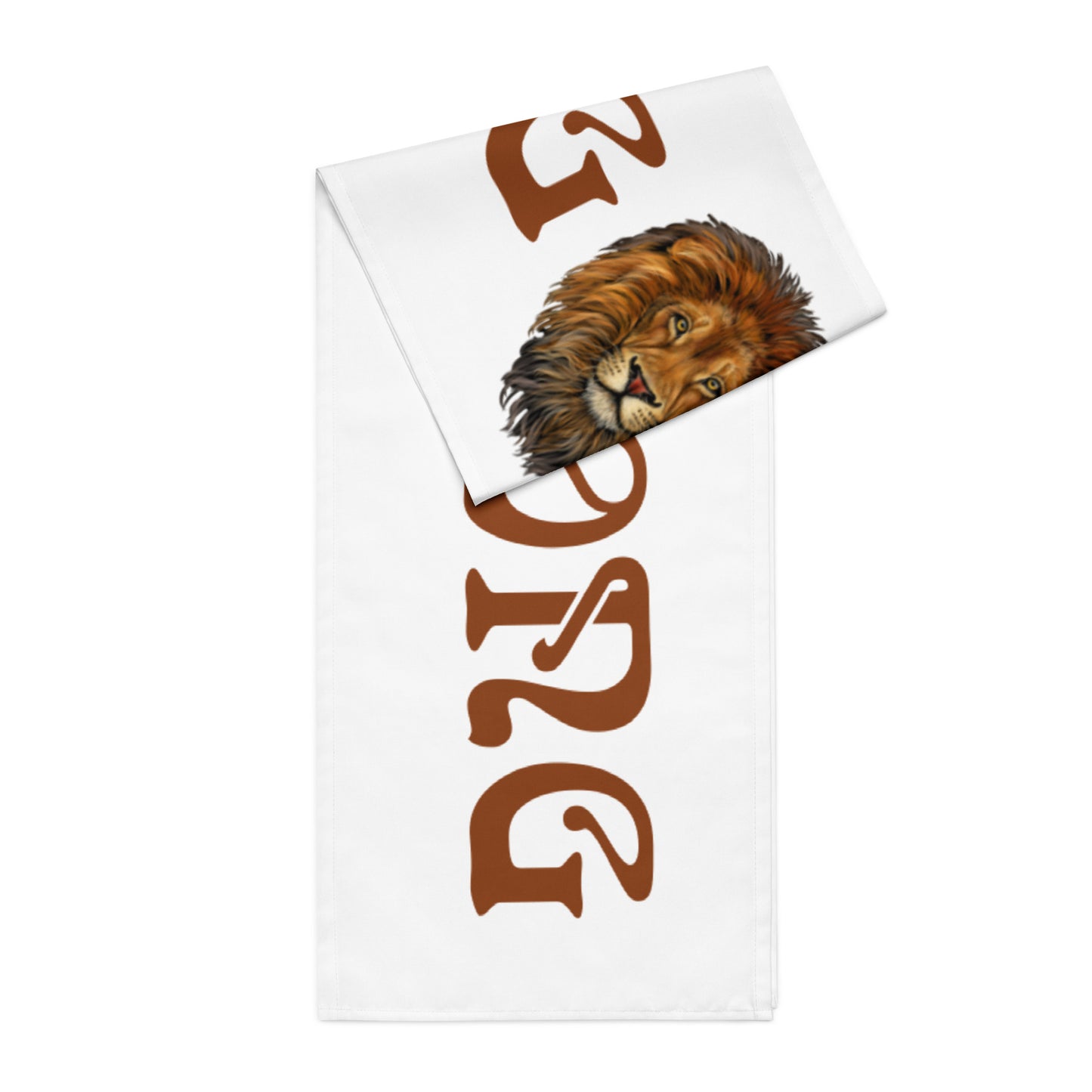 “STRONG”White Table Runner W/Brown Font