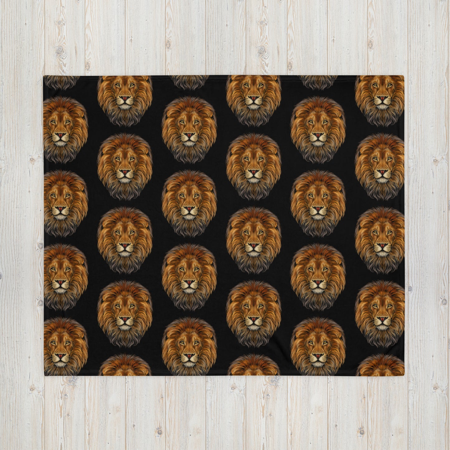 Black LION Pattern Throw Blanket
