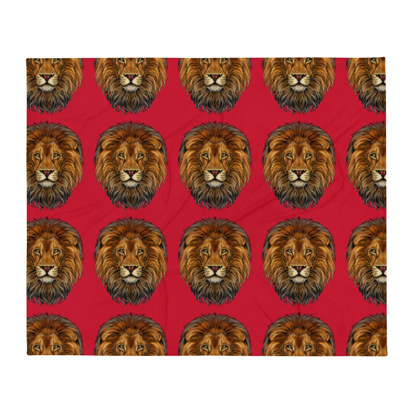 "LION"Red Pattern Throw Blanket
