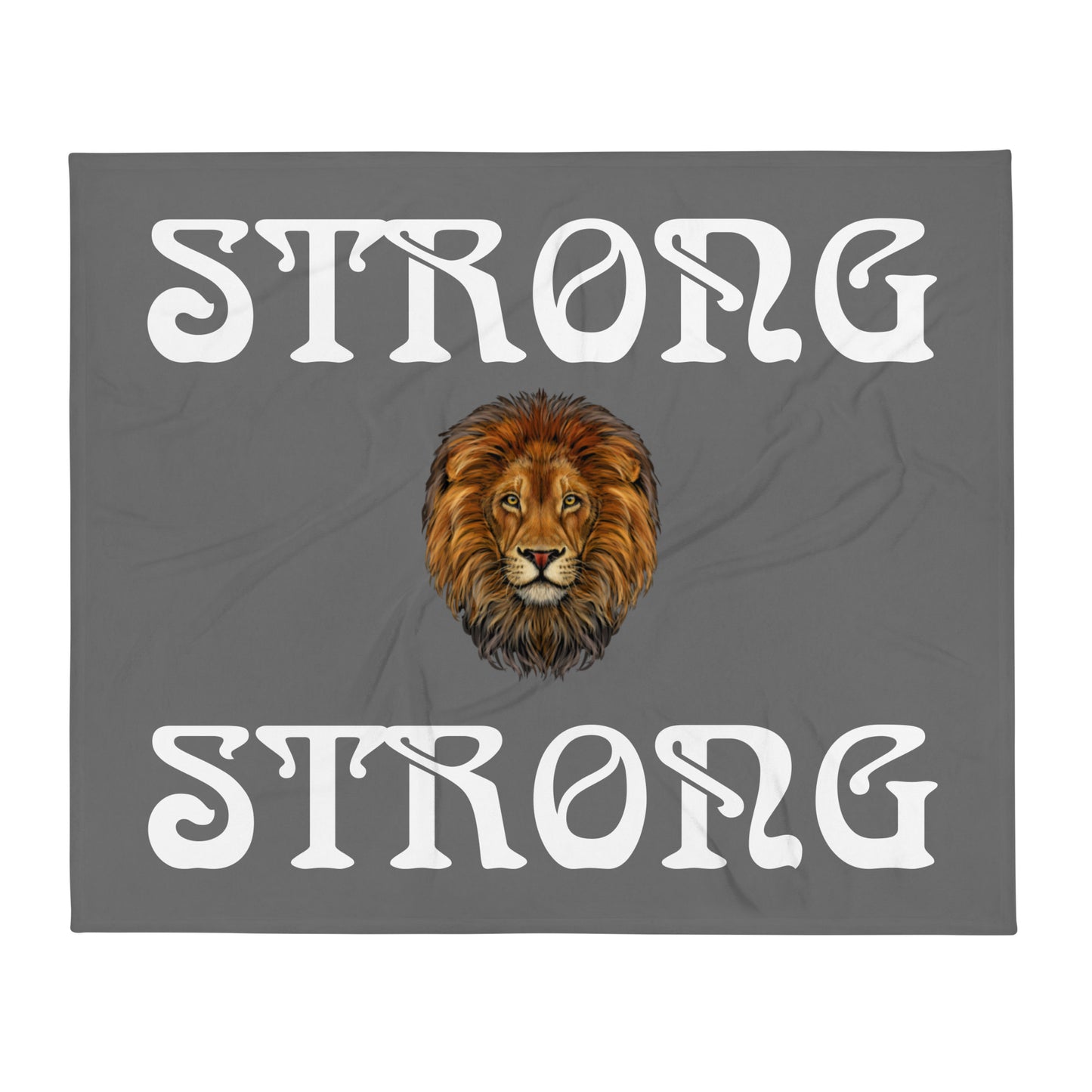 "STRONG"Grey Throw Blanket W/White Font