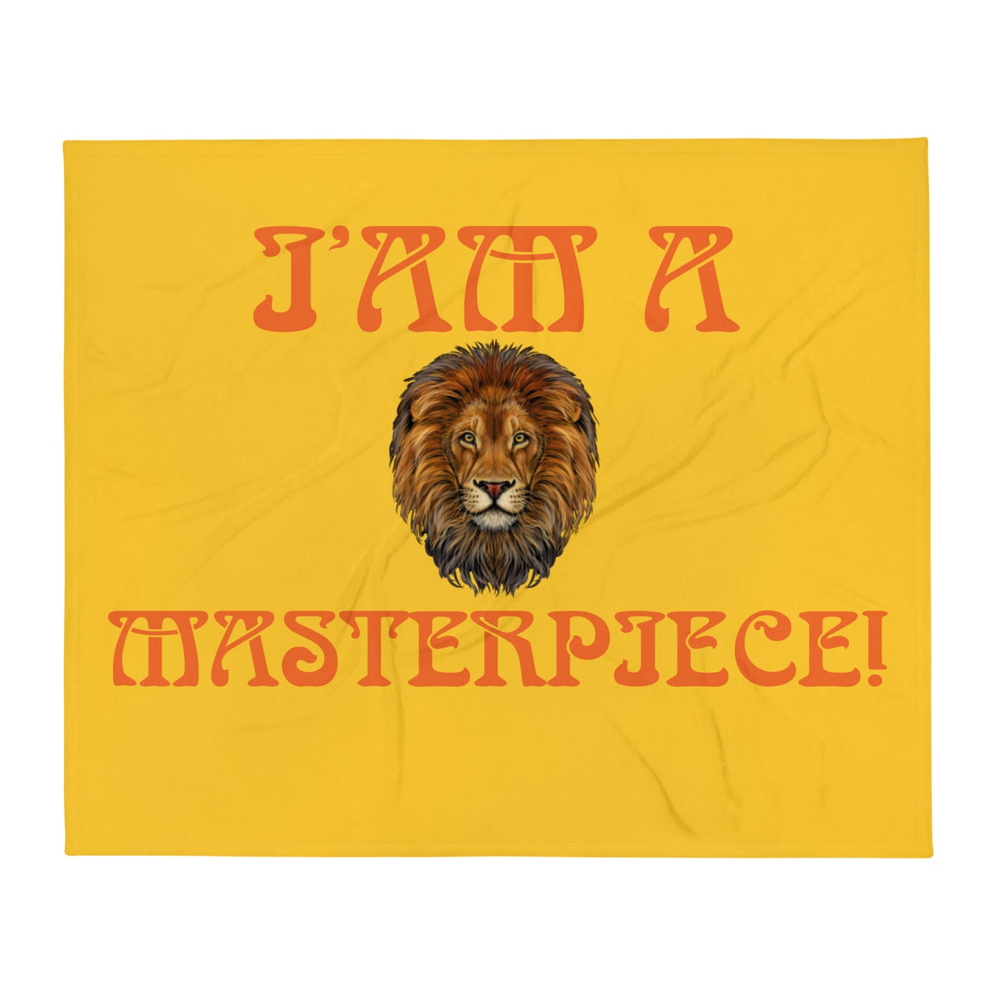 “I’AM A MASTERPIECE!”Yellow Throw Blanket W/Orange Font