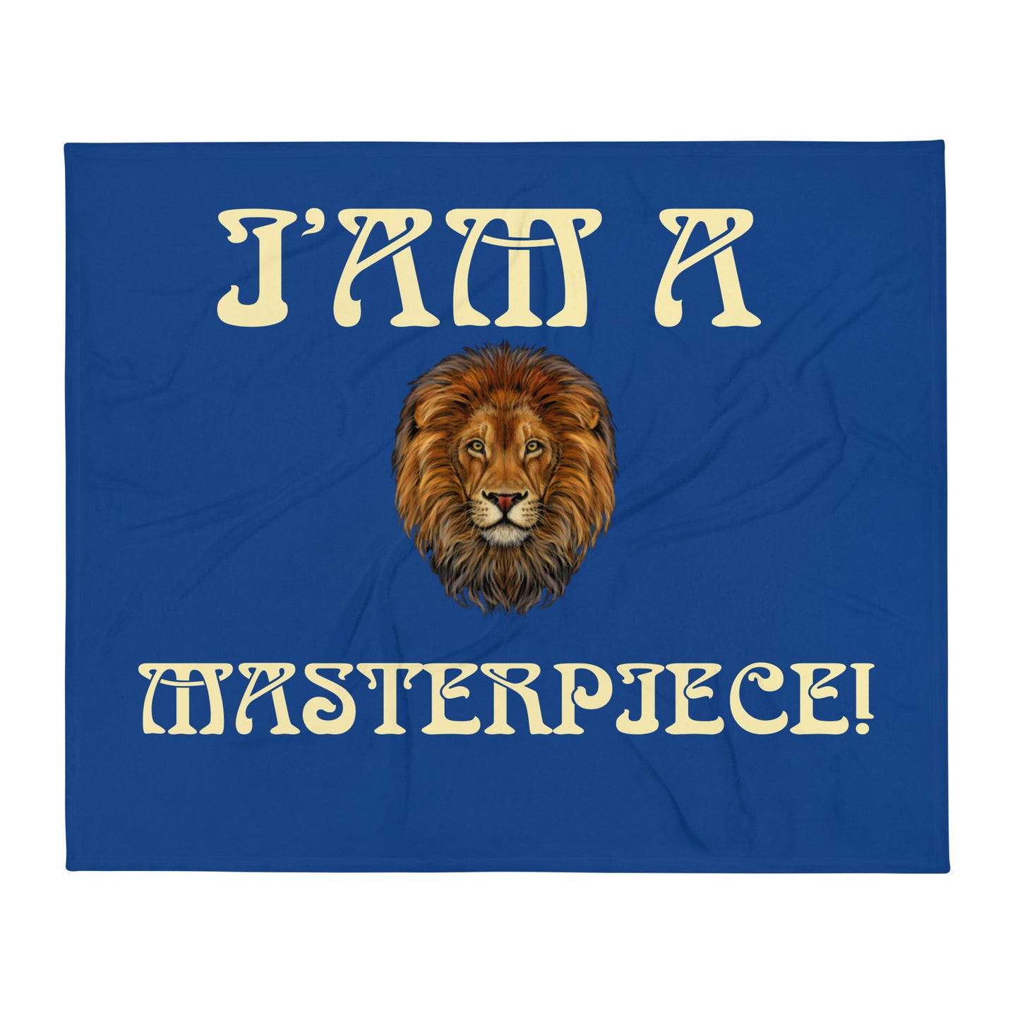 “I’AM A MASTERPIECE!”Blue Throw Blanket W/Banana Font