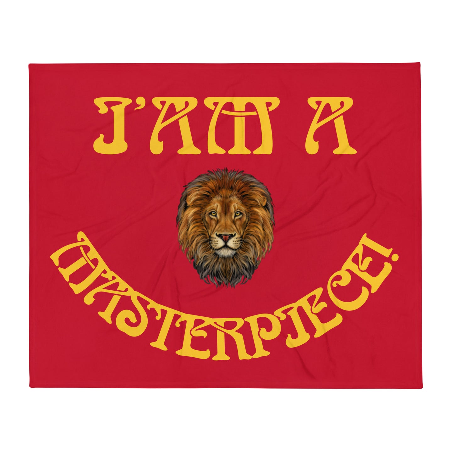 “I’AM A MASTERPIECE!”Red Throw Blanket W/Arch Yellow Font