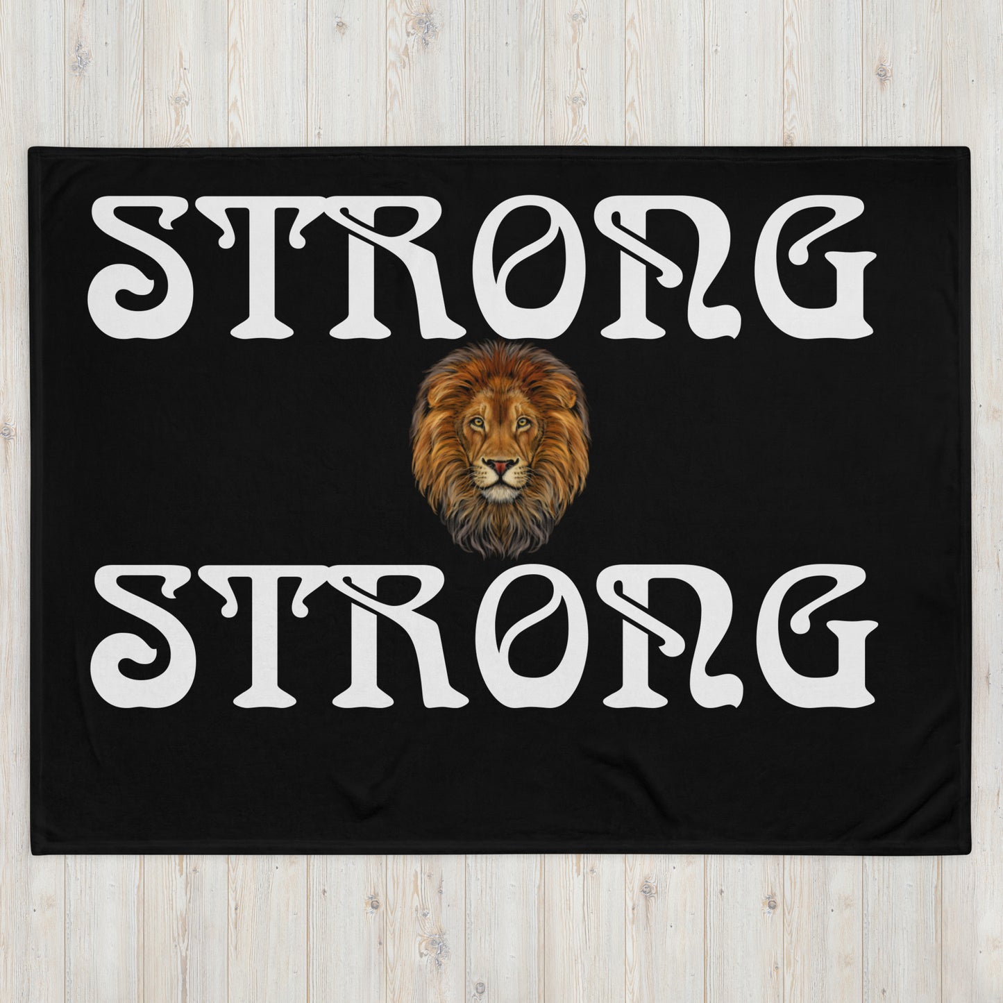 "STRONG"Black Throw Blanket W/White Font
