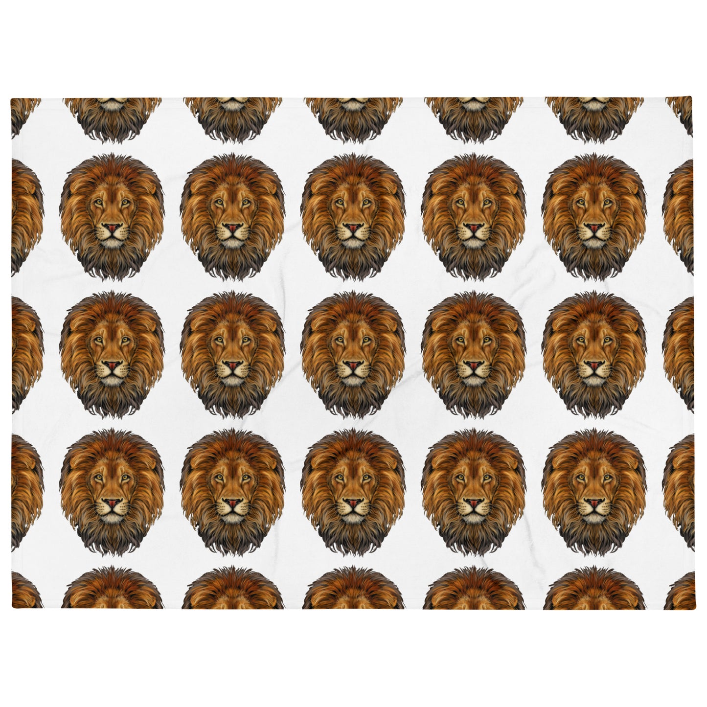 "LION"White Pattern Throw Blanket