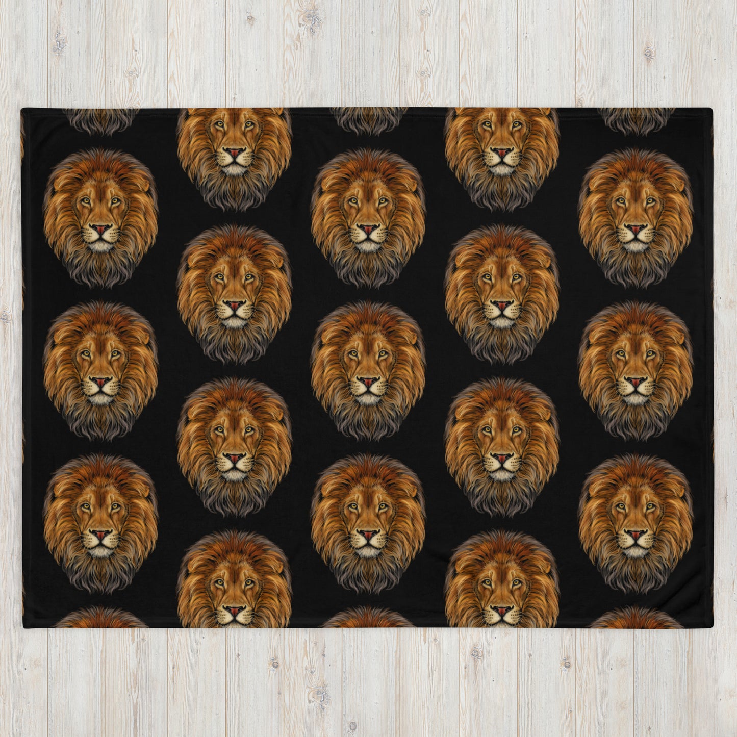 Black LION Pattern Throw Blanket