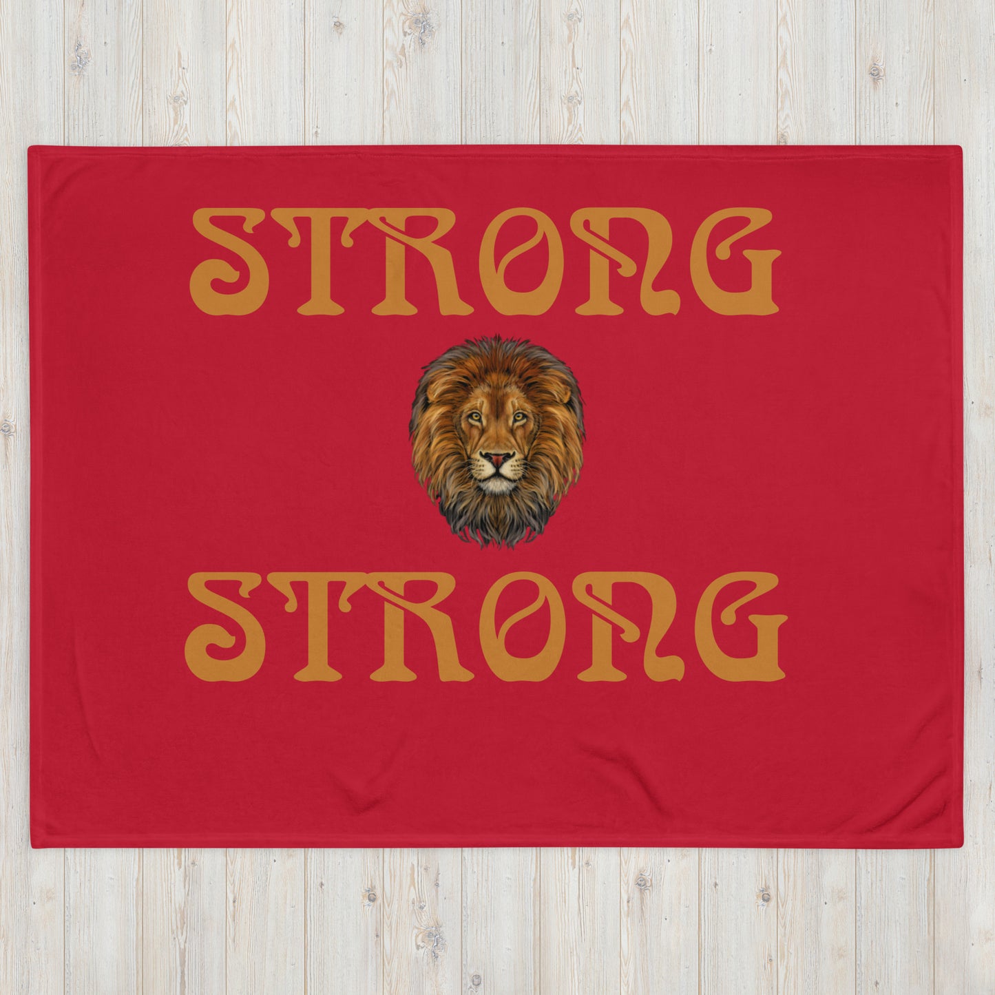 "STRONG"Red Throw Blanket W/Bronze Font