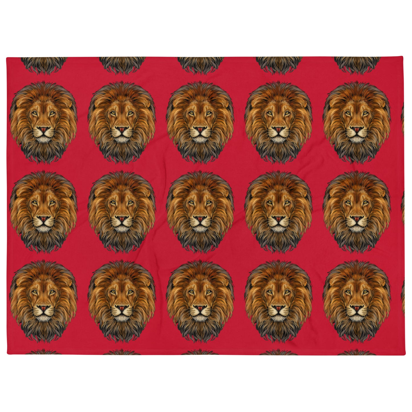 "LION"Red Pattern Throw Blanket
