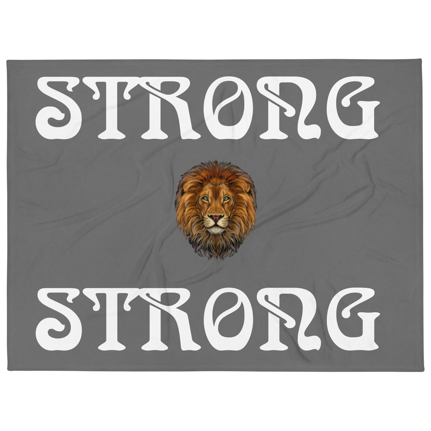 "STRONG"Grey Throw Blanket W/White Font