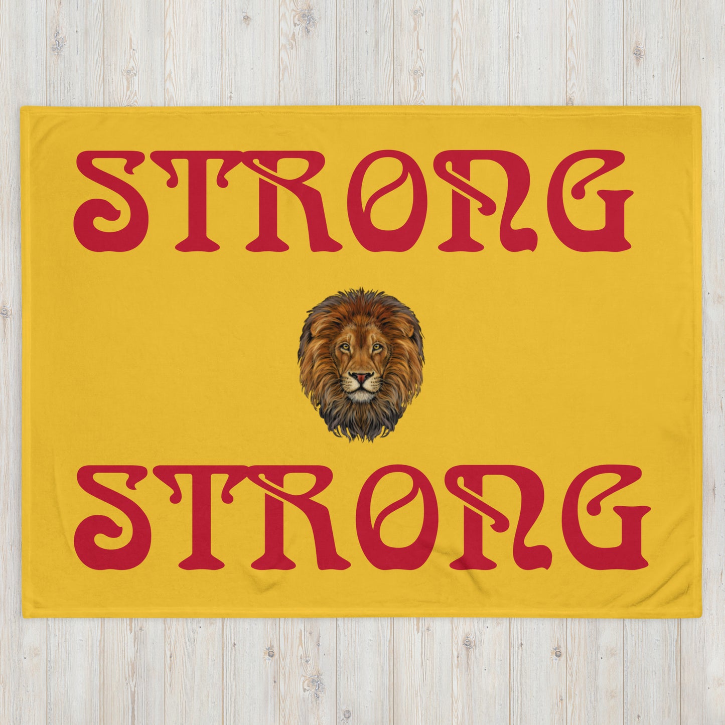 "STRONG"Yellow Throw Blanket W/Red Font