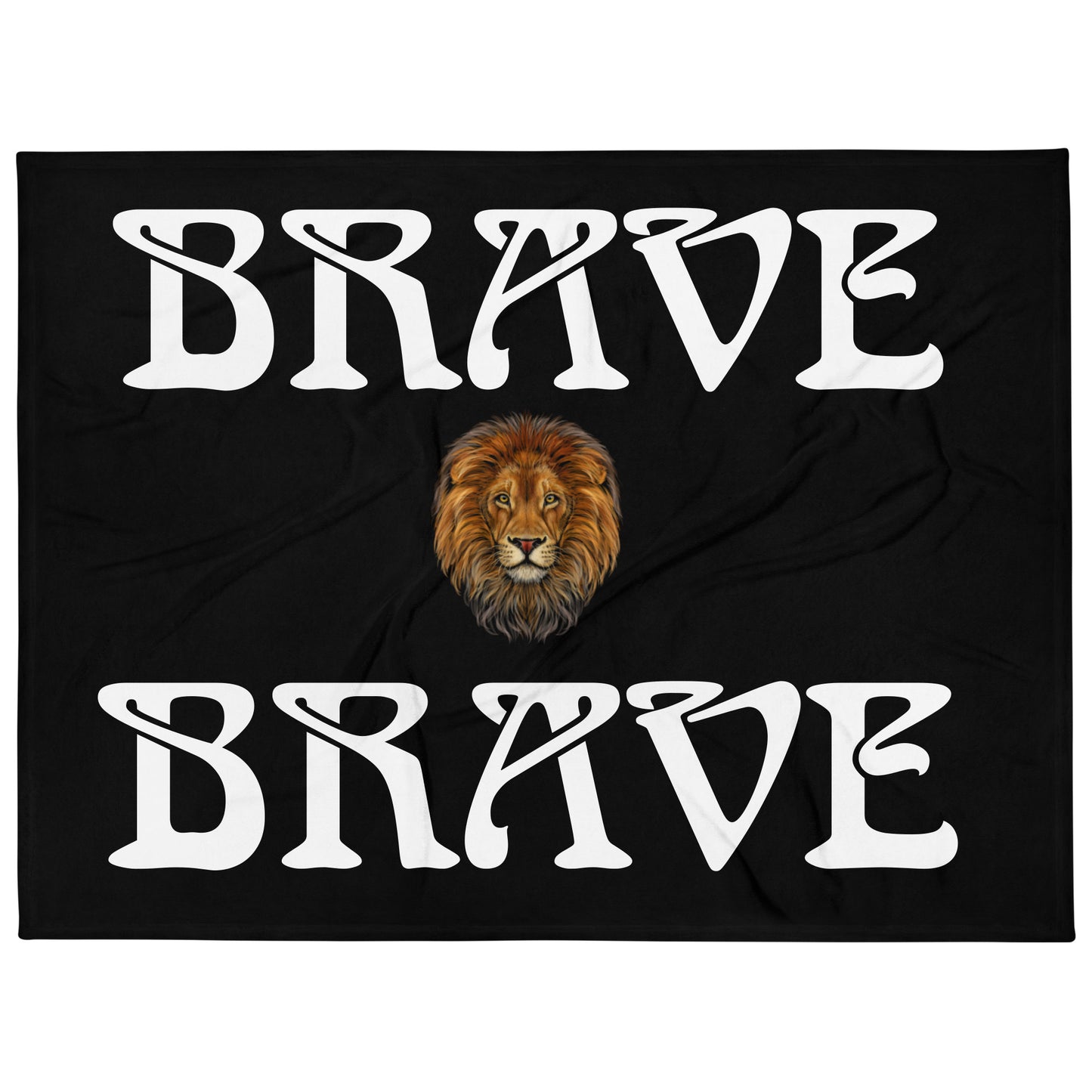 “BRAVE”Black Throw Blanket W/White Font