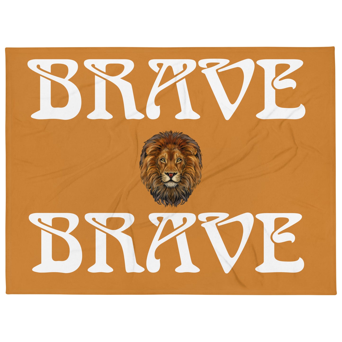 “BRAVE”Bronze Throw Blanket W/White Font