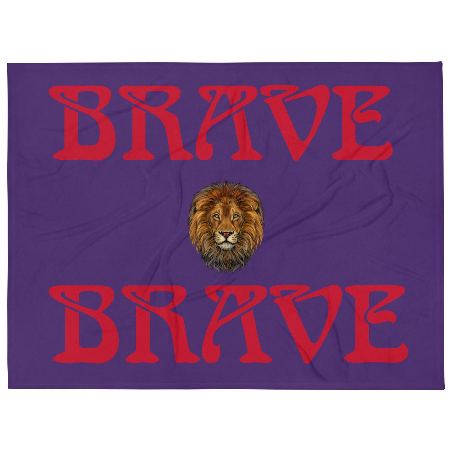 “BRAVE”Purple Throw Blanket W/Red Font