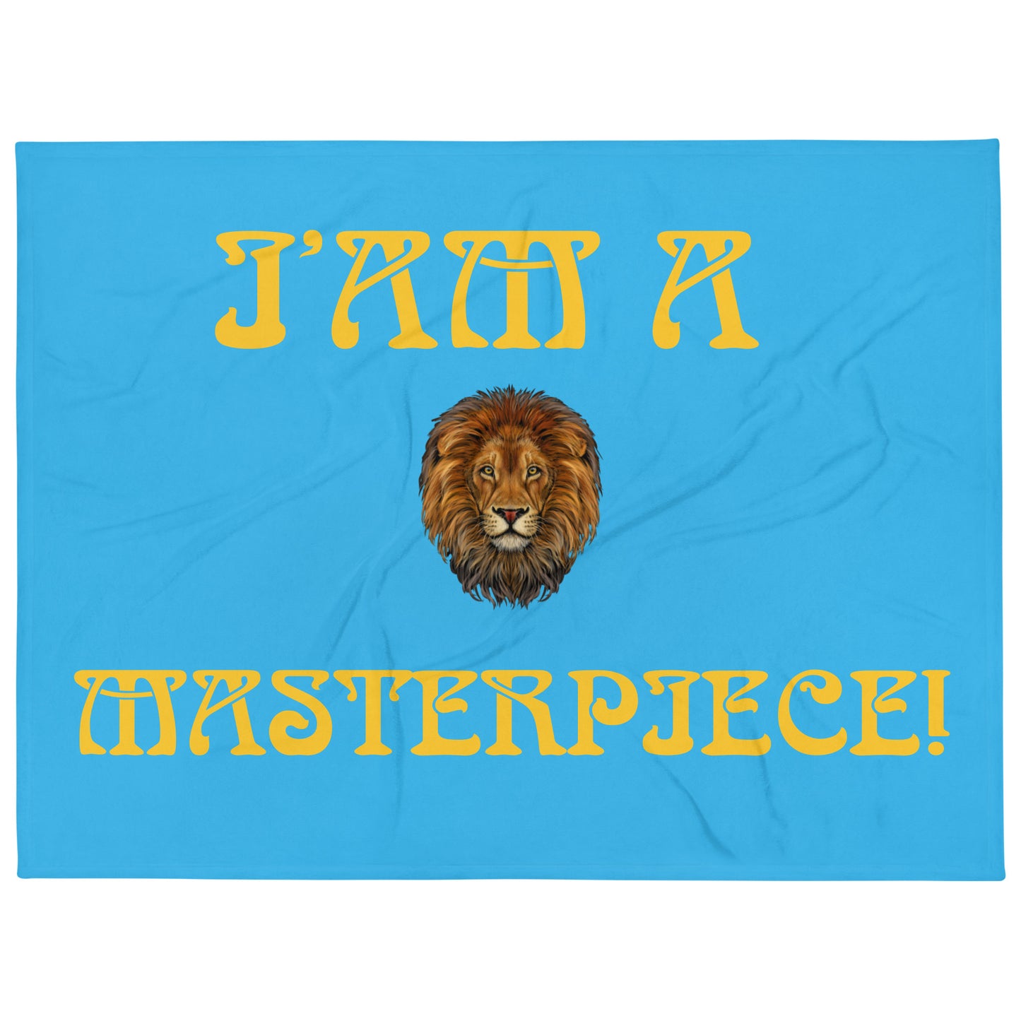 “I’AM A MASTERPIECE!”SkyBlue Throw Blanket W/Yellow Font