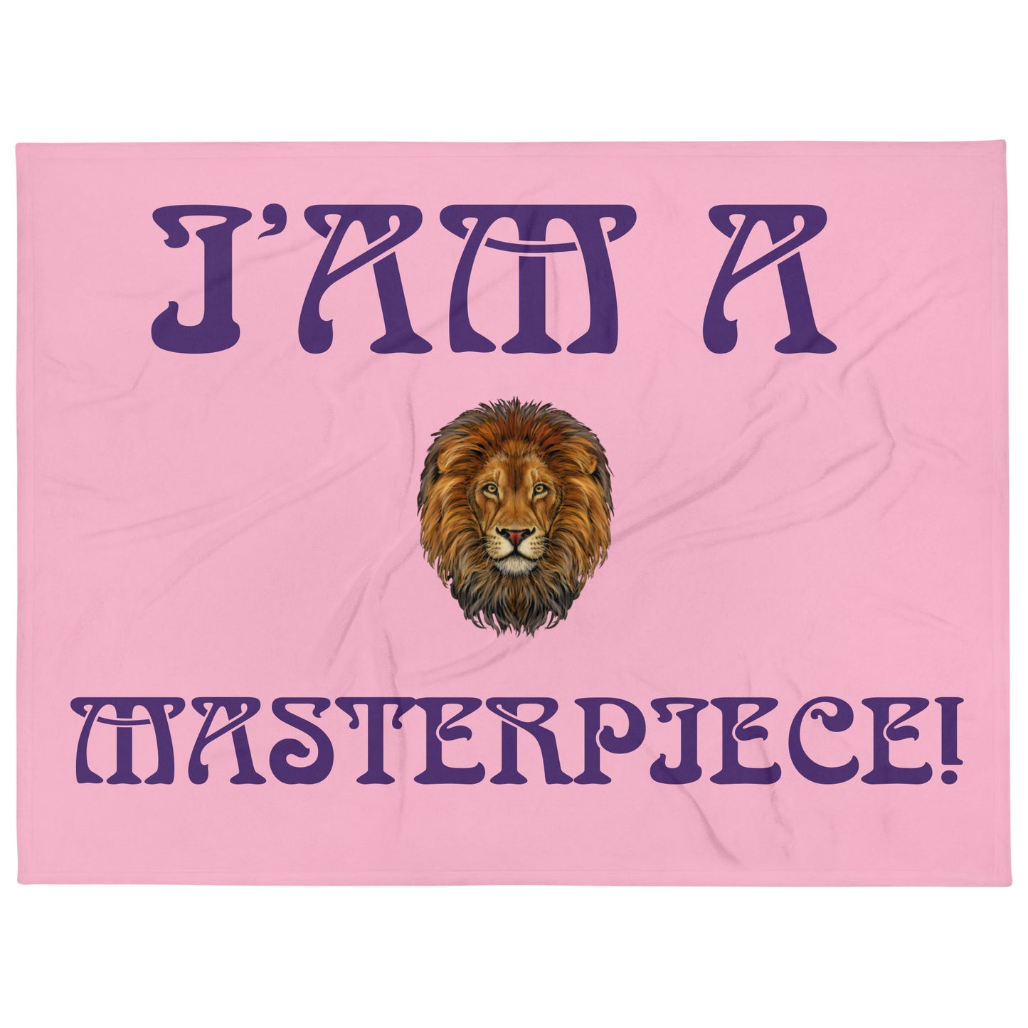 “I’AM A MASTERPIECE!”Cotton Candy Throw Blanket W/Purple Font