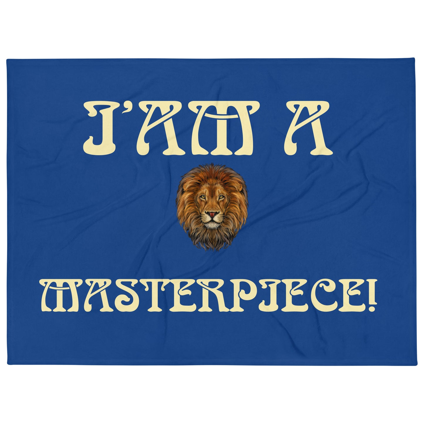 “I’AM A MASTERPIECE!”Blue Throw Blanket W/Banana Font