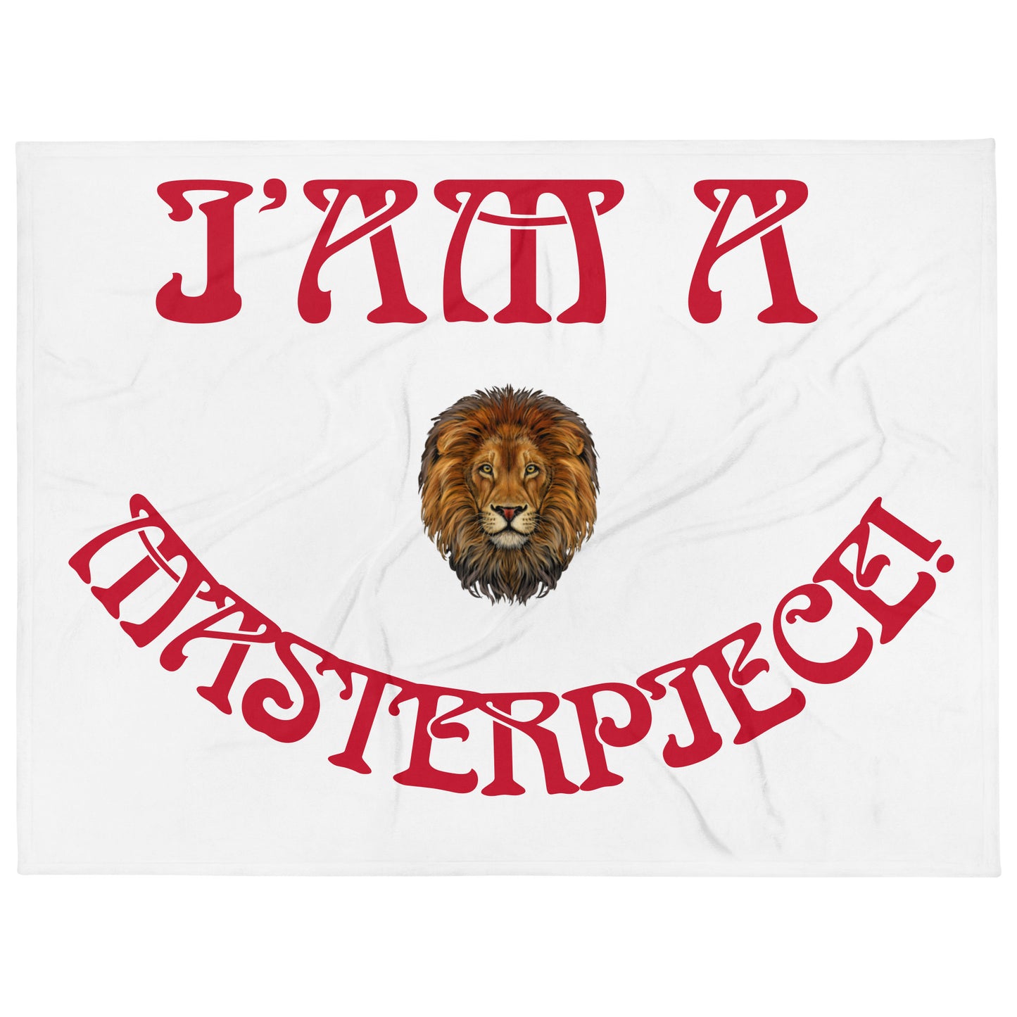 “I’AM A MASTERPIECE!"White Throw Blanket W/Arch Font