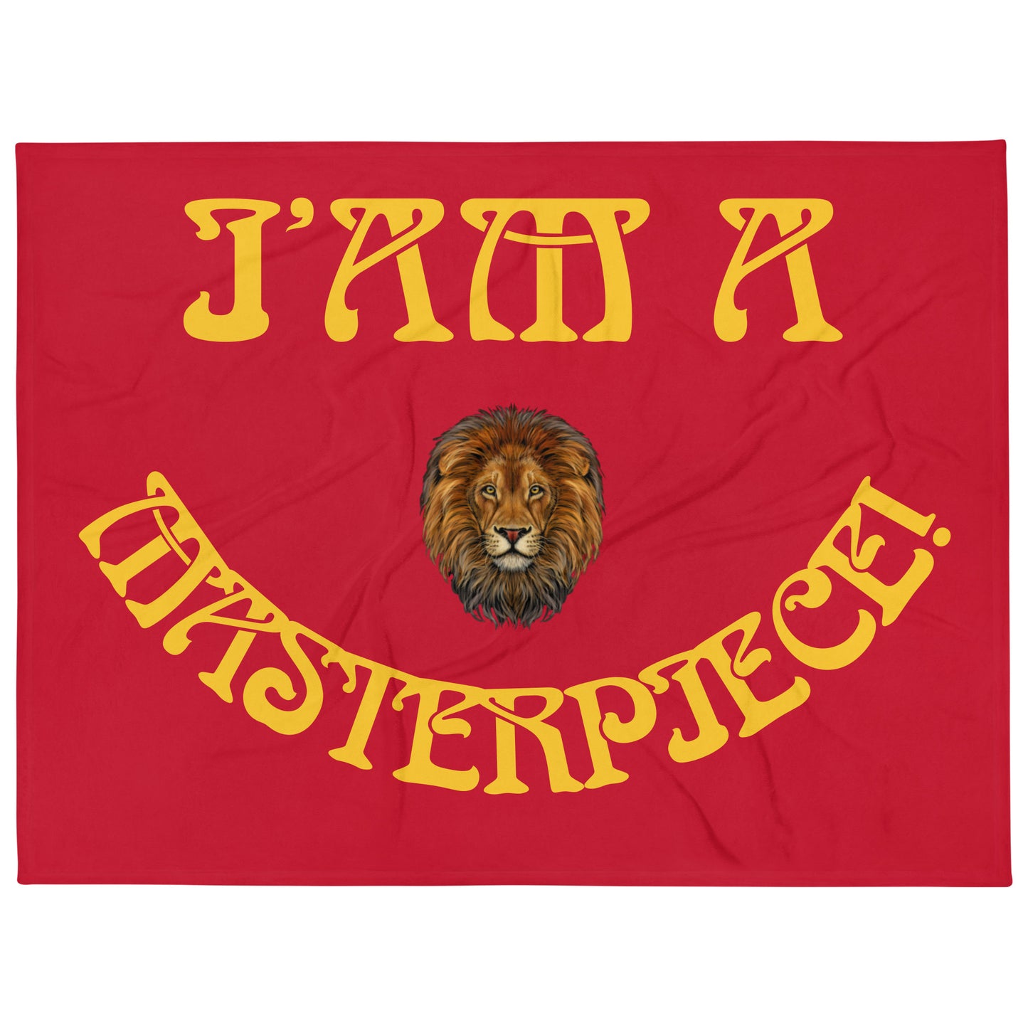 “I’AM A MASTERPIECE!”Red Throw Blanket W/Arch Yellow Font