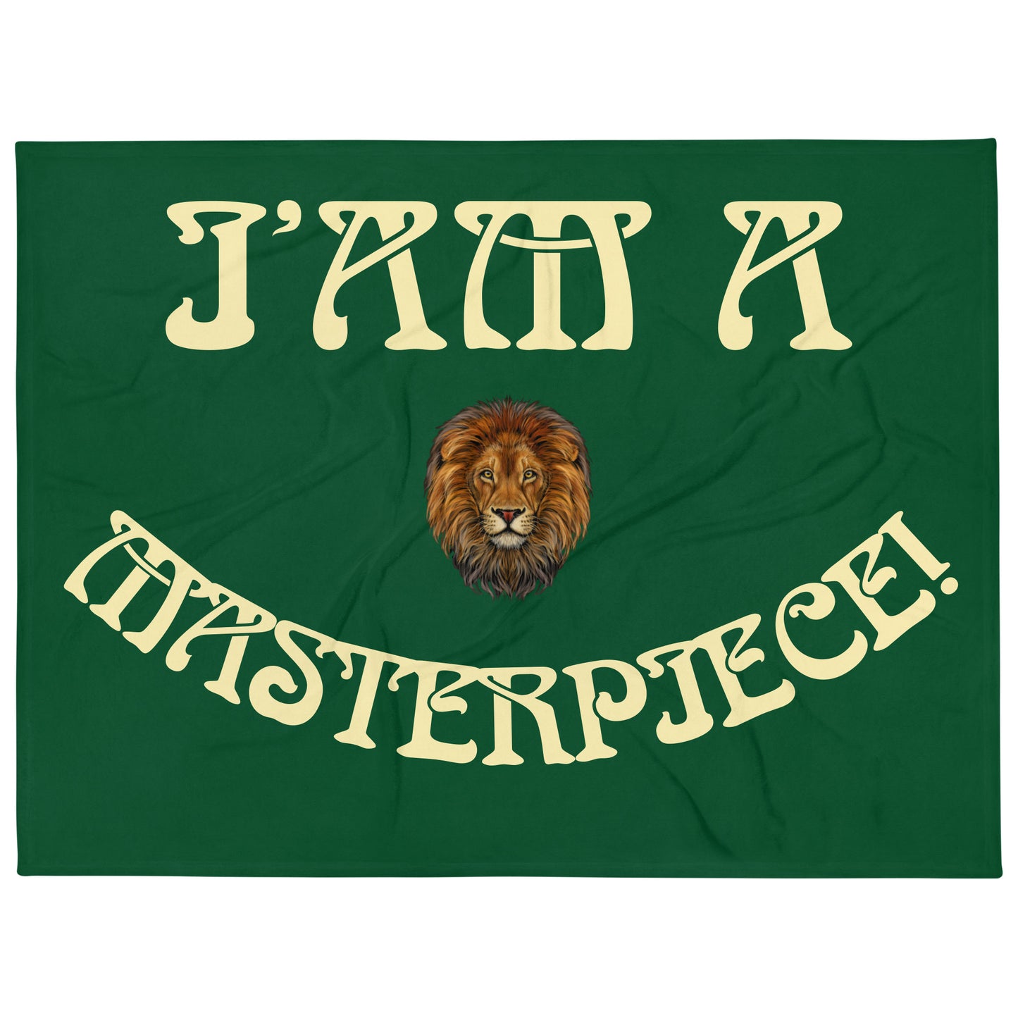 “I’AM A MASTERPIECE!”Green Throw Blanket W/Arch Banana Font
