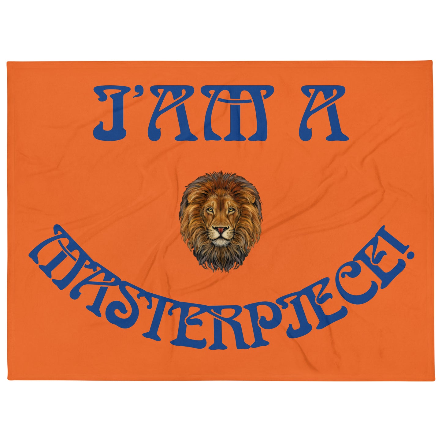 “I’AM A MASTERPIECE!”Orange Throw Blanket W/Arch Blue Font