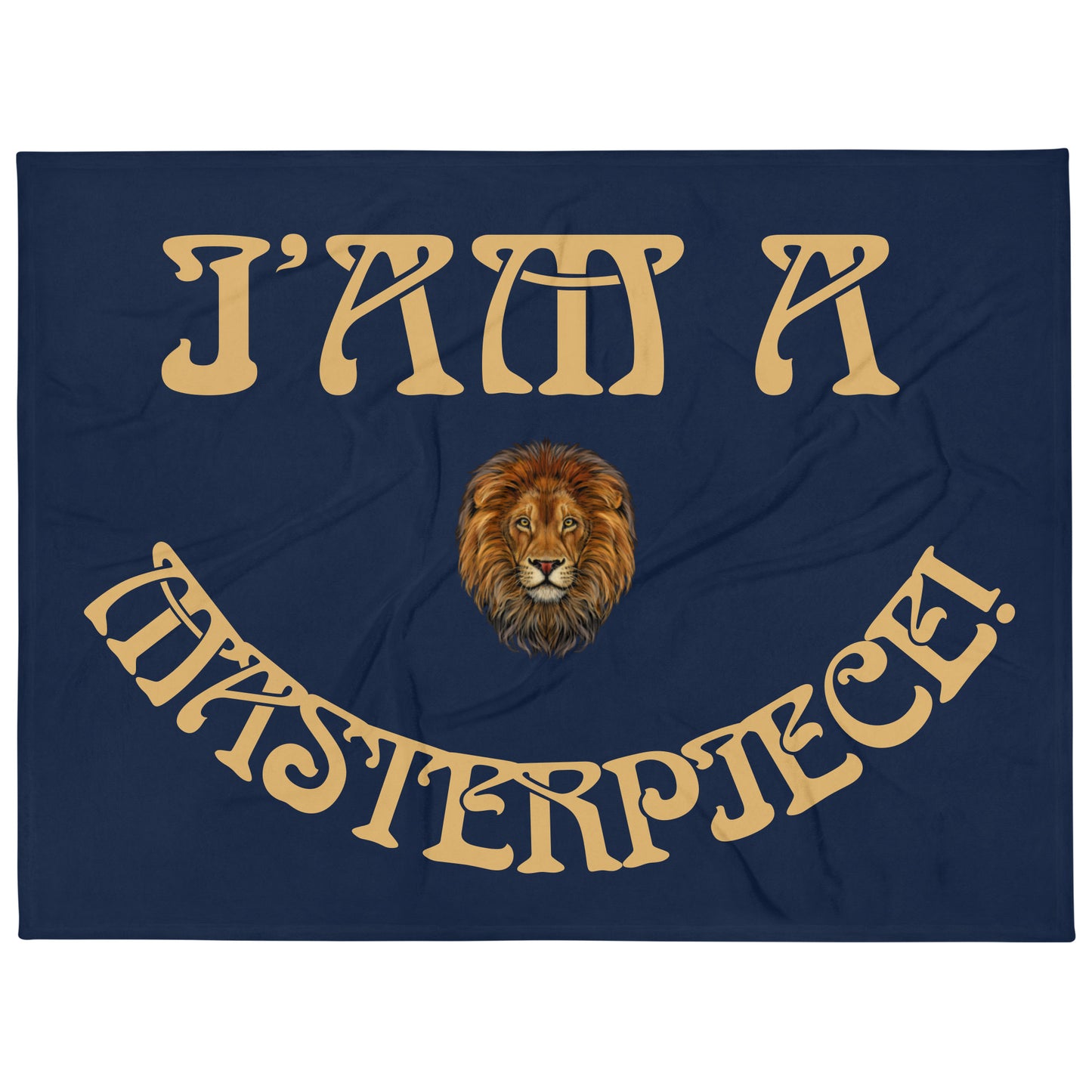 “I’AM A MASTERPIECE!”Navy Throw Blanket W/Arch Fawn Font