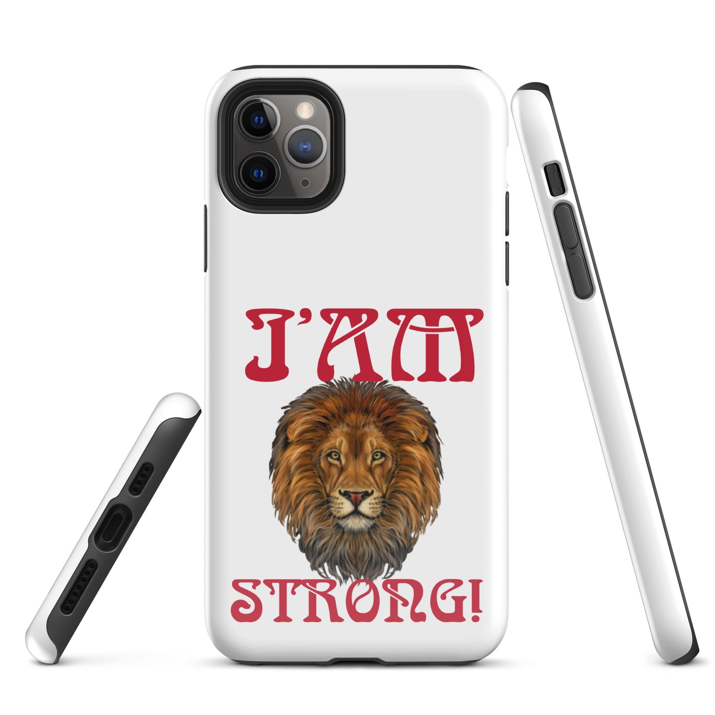 “I’AM STRONG!” White Tough Case for iPhone® W/Red Font