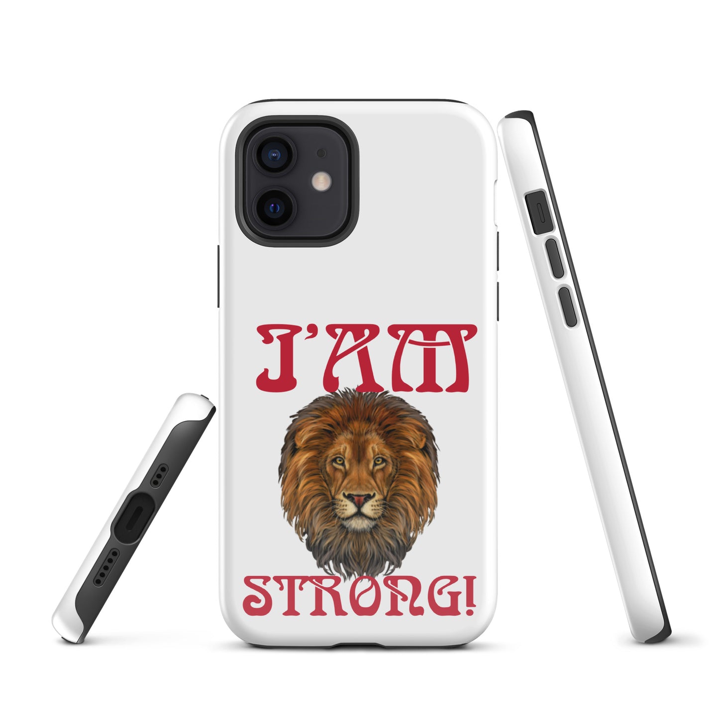 “I’AM STRONG!” White Tough Case for iPhone® W/Red Font