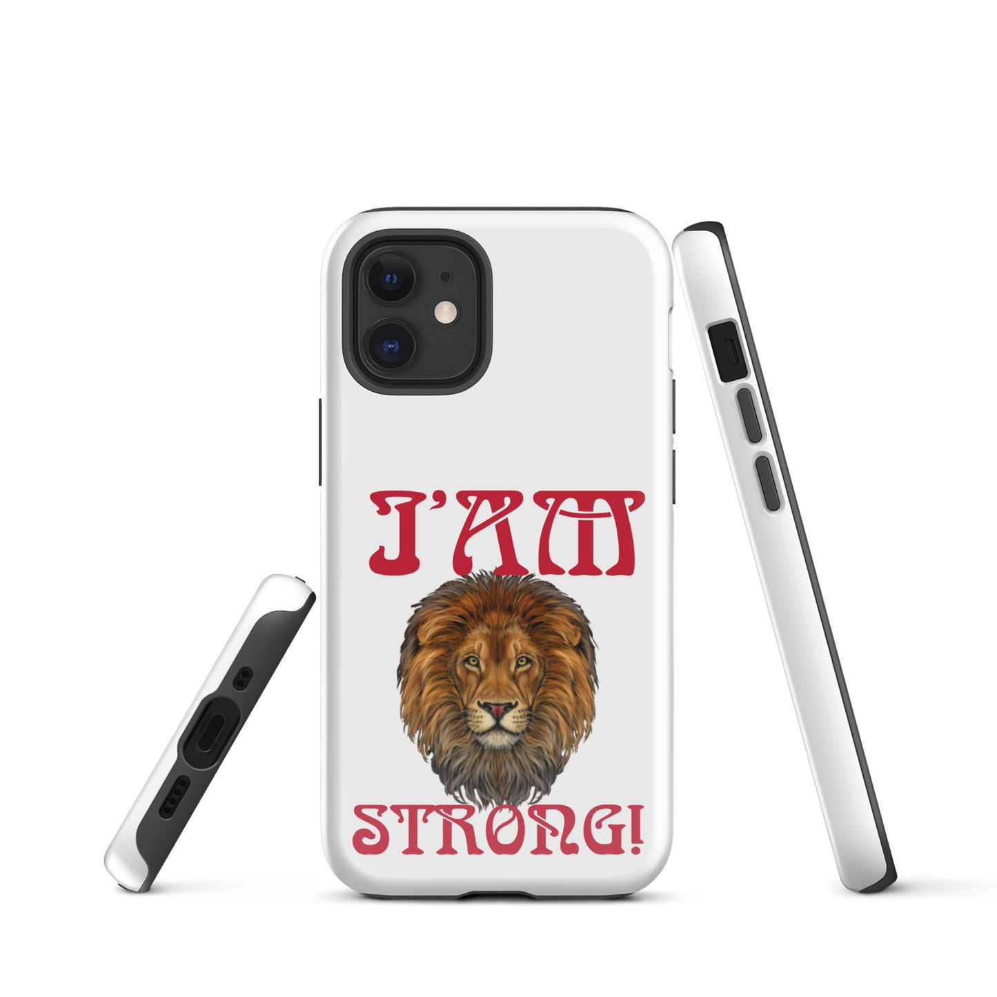 “I’AM STRONG!” White Tough Case for iPhone® W/Red Font