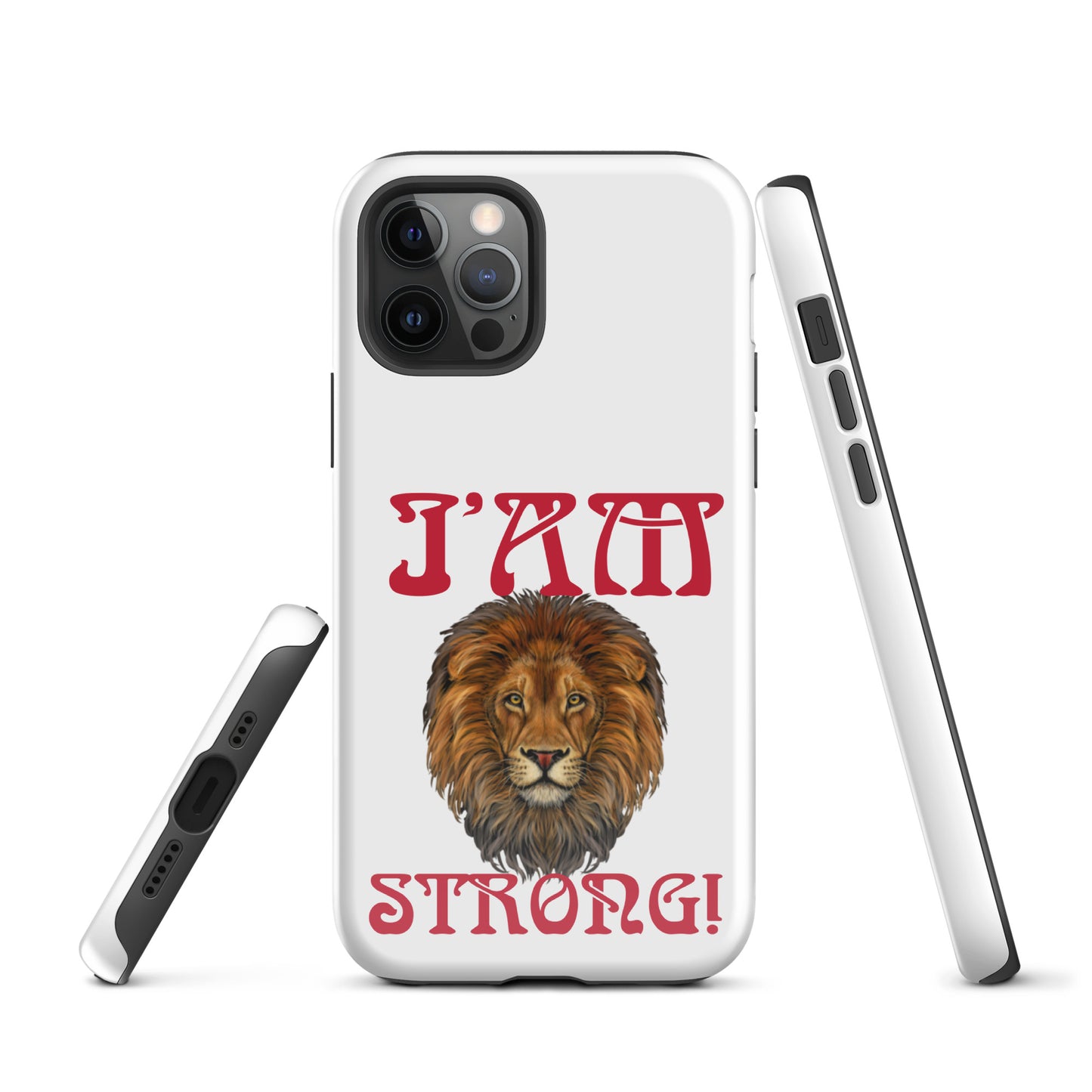 “I’AM STRONG!” White Tough Case for iPhone® W/Red Font