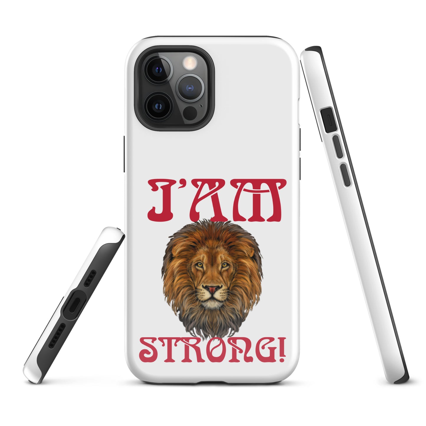 “I’AM STRONG!” White Tough Case for iPhone® W/Red Font