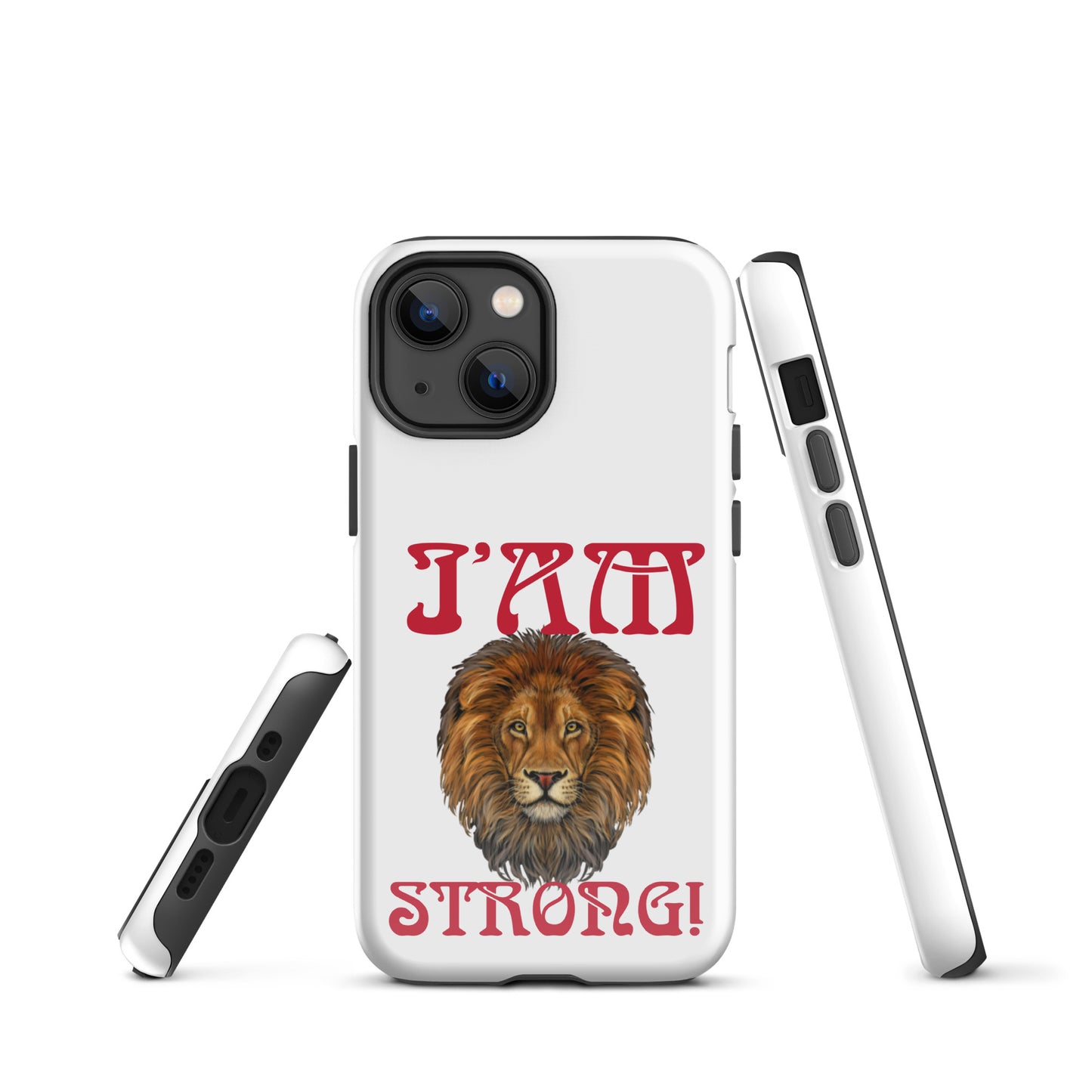 “I’AM STRONG!” White Tough Case for iPhone® W/Red Font