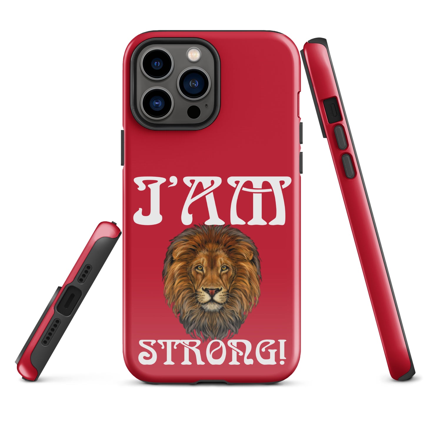 “I’AM STRONG!” Red Tough Case for iPhone® W/White Font