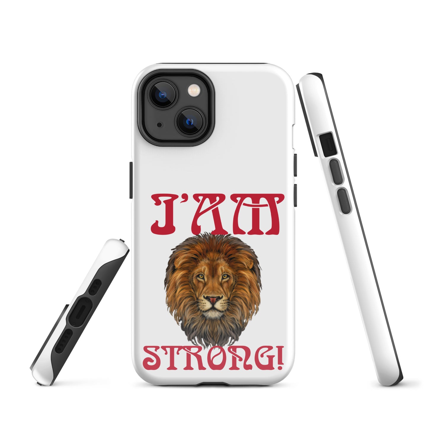 “I’AM STRONG!” White Tough Case for iPhone® W/Red Font