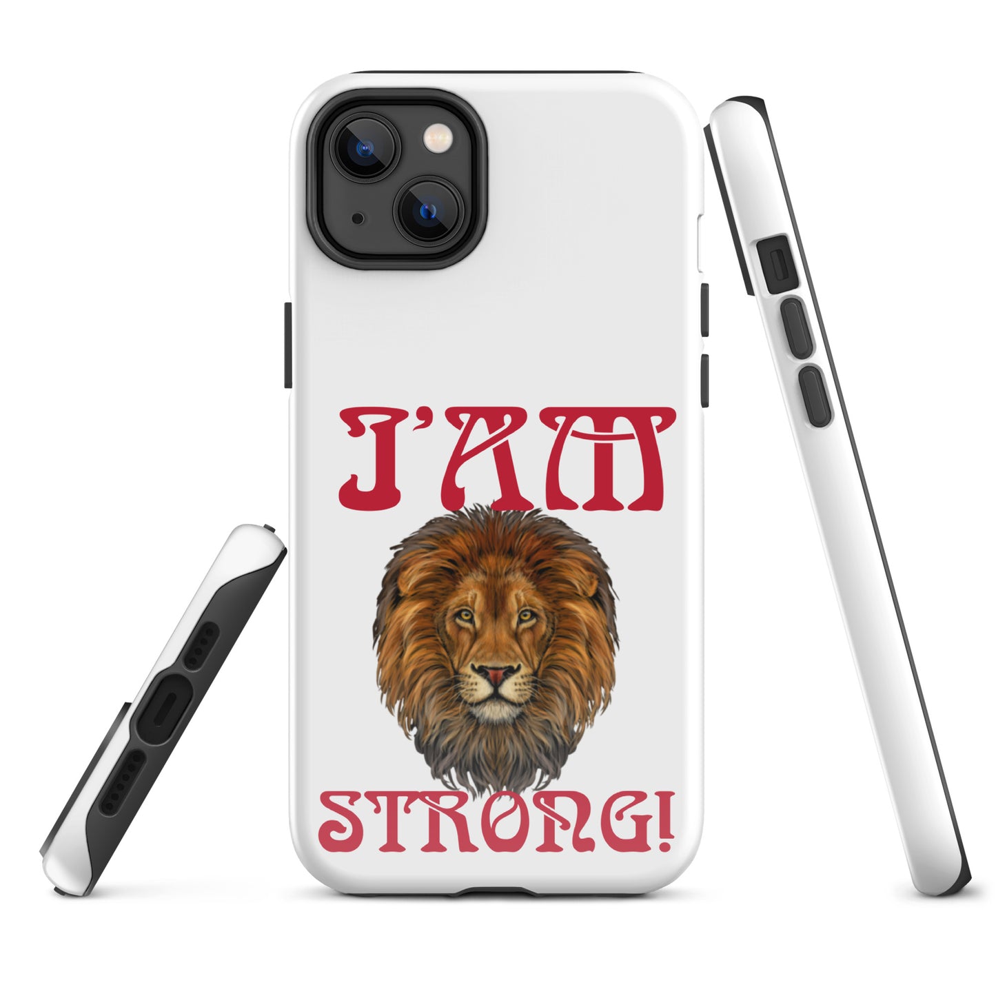 “I’AM STRONG!” White Tough Case for iPhone® W/Red Font