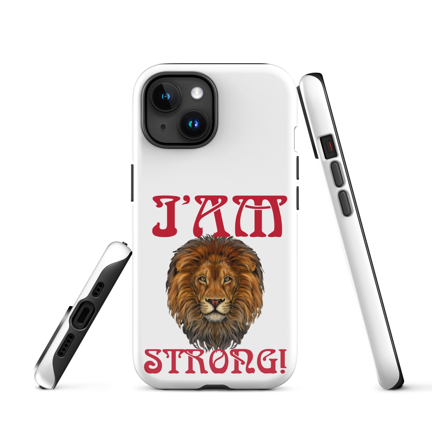 “I’AM STRONG!” White Tough Case for iPhone® W/Red Font