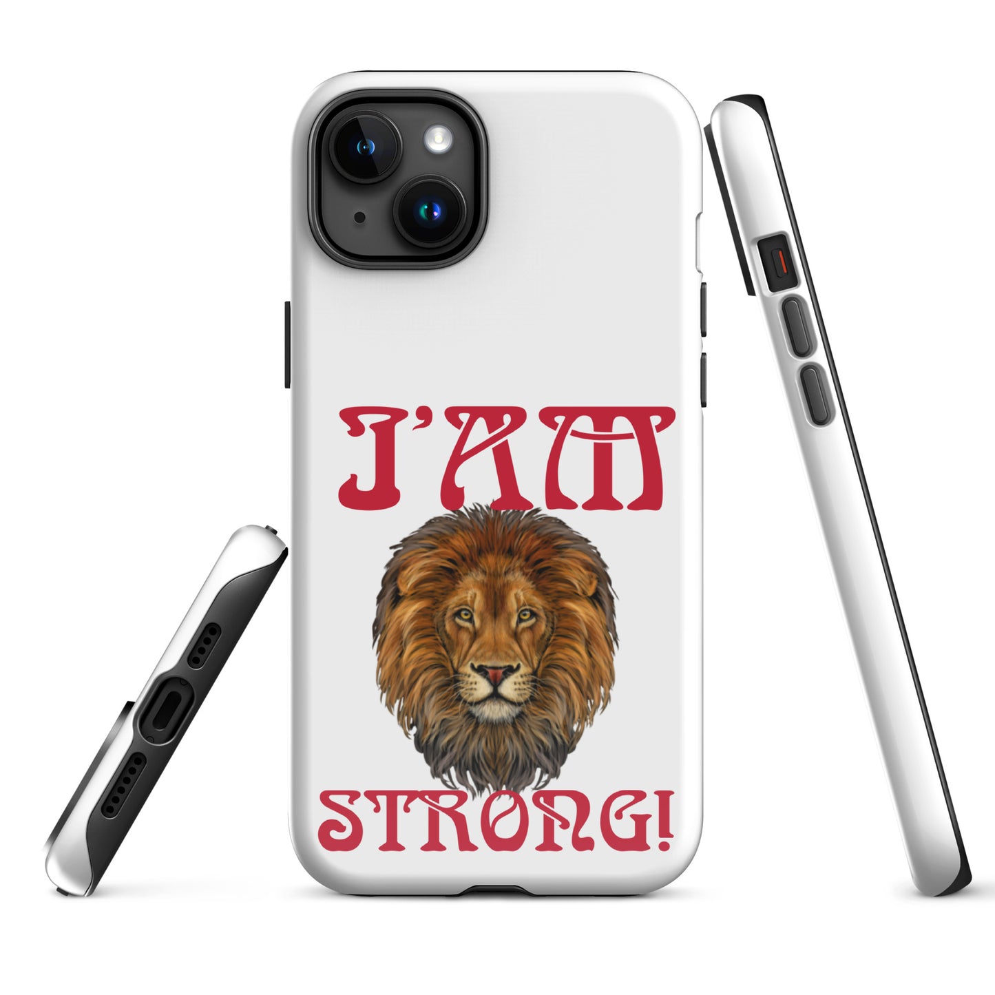 “I’AM STRONG!” White Tough Case for iPhone® W/Red Font