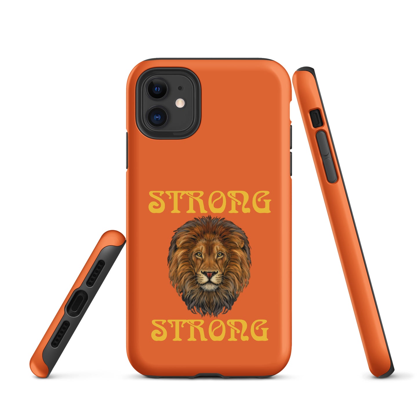 “STRONG”Orange DoubleView Tough Case for iPhone®W/Yellow Font