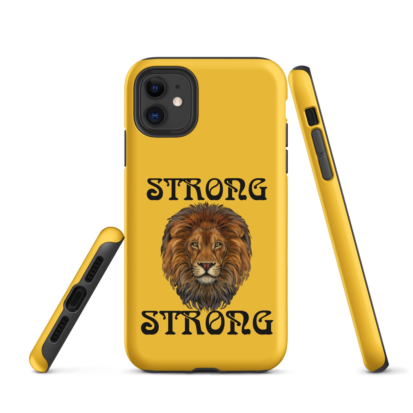 “STRONG”Yellow DoubleView Tough Case for iPhone® W/Black Font
