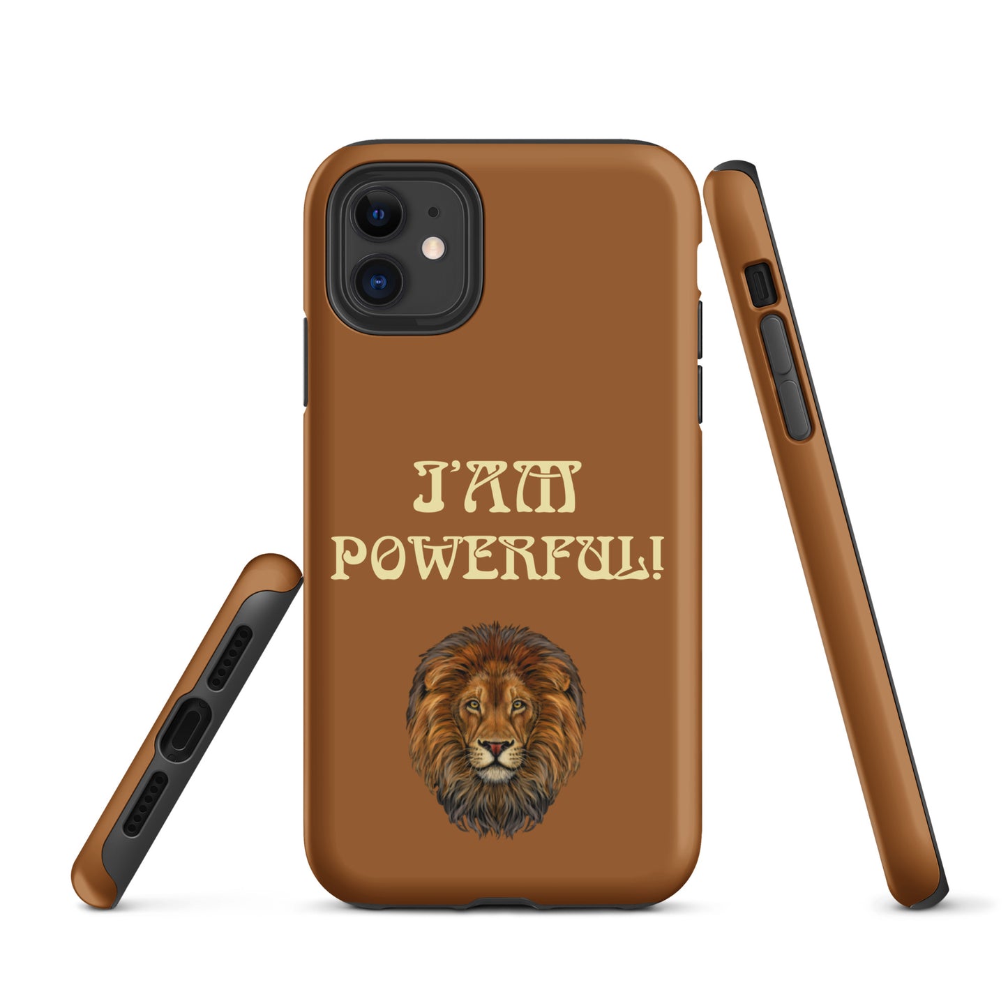 “IAM POWERFUL!”Brown Tough Case for iPhone® W/Banana Font