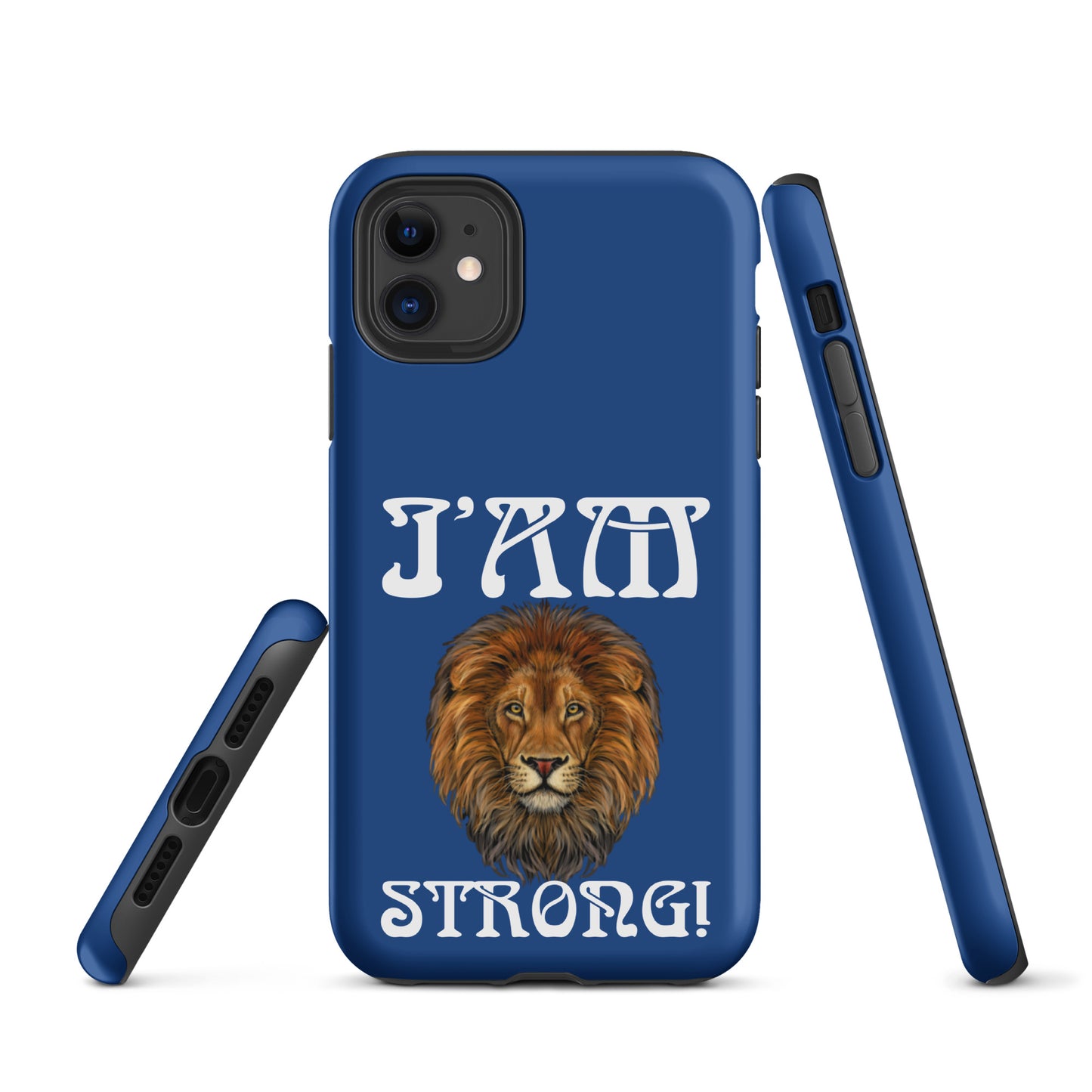 “I’AM STRONG!” Blue Tough Case for iPhone® W/White Font