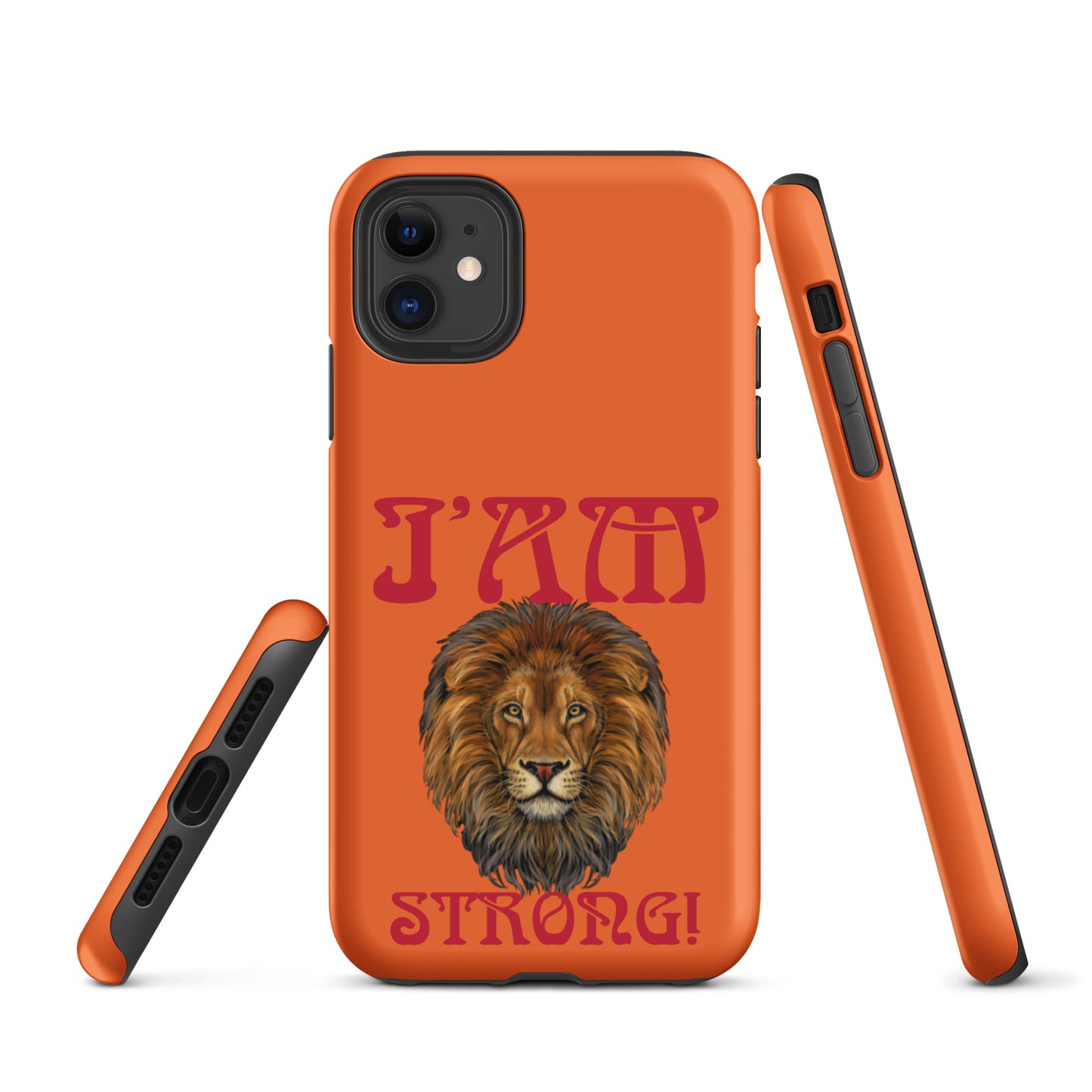 “I’AM STRONG!” Orange Tough Case for iPhone® W/Red Font