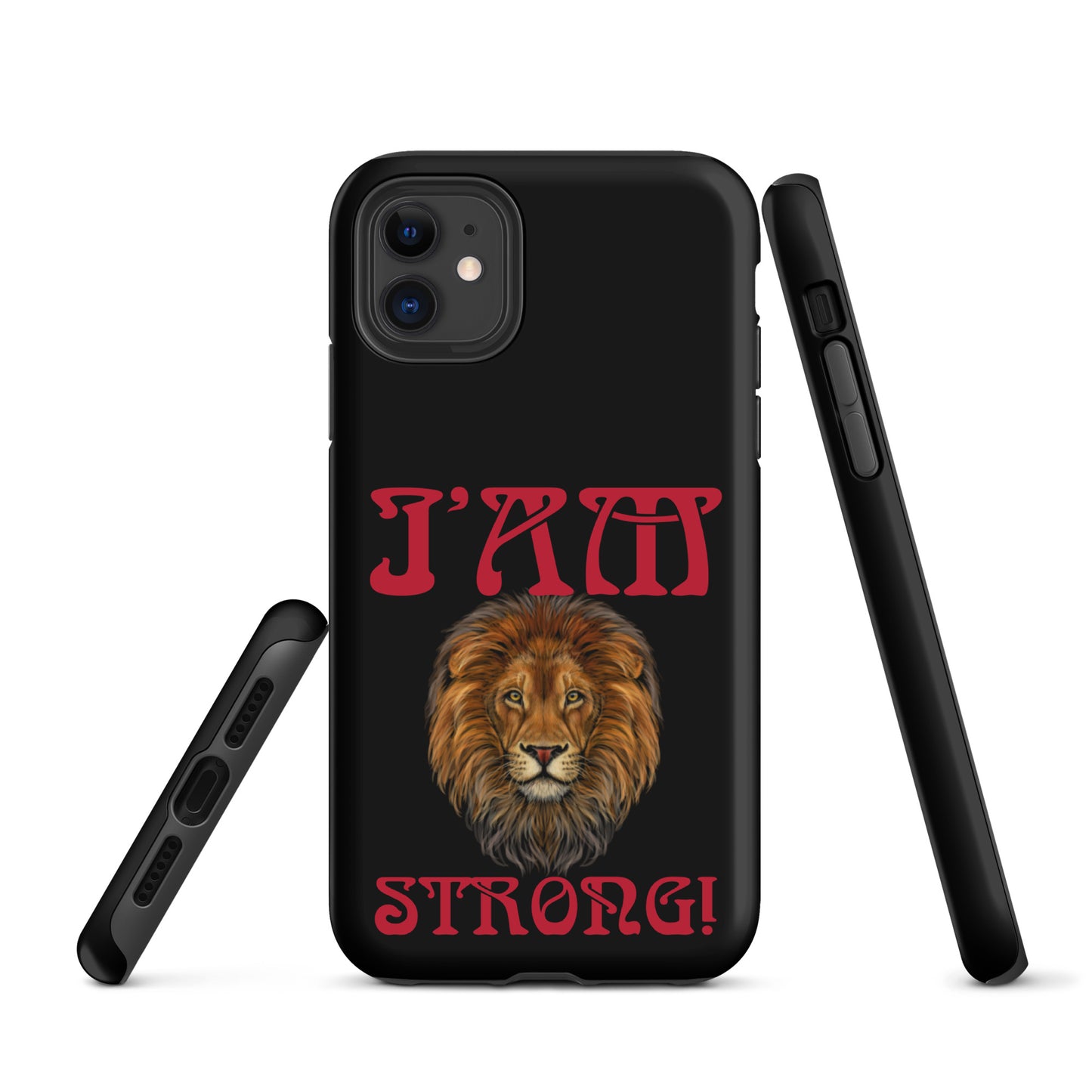 “I’AM STRONG!” Black Tough Case for iPhone® W/Red Font