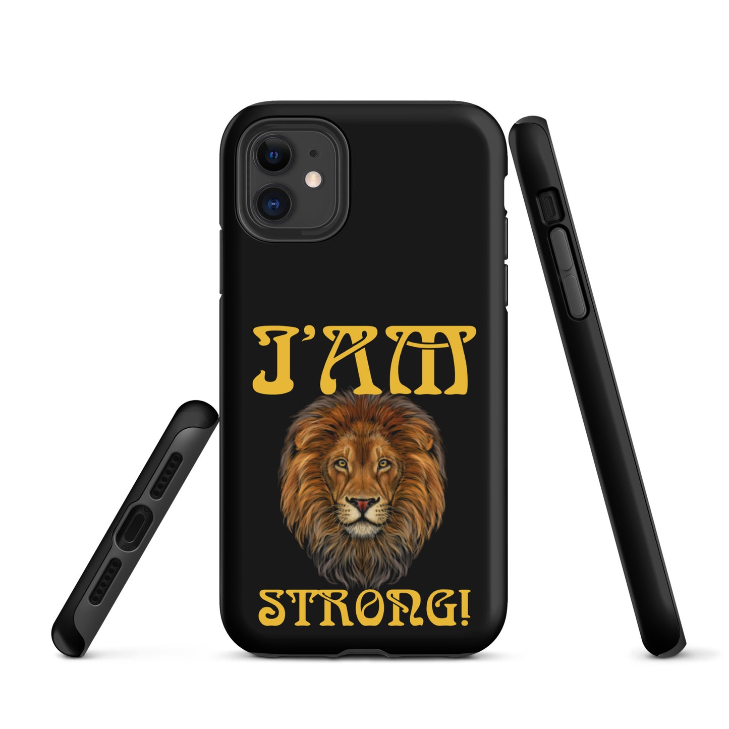 “I’AM STRONG!” Black Tough Case for iPhone® W/Yellow Font