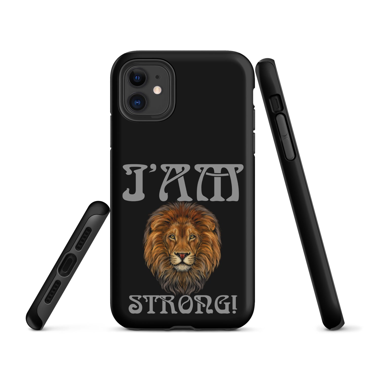 “I’AM STRONG!” Black Tough Case for iPhone® W/Nobel Font