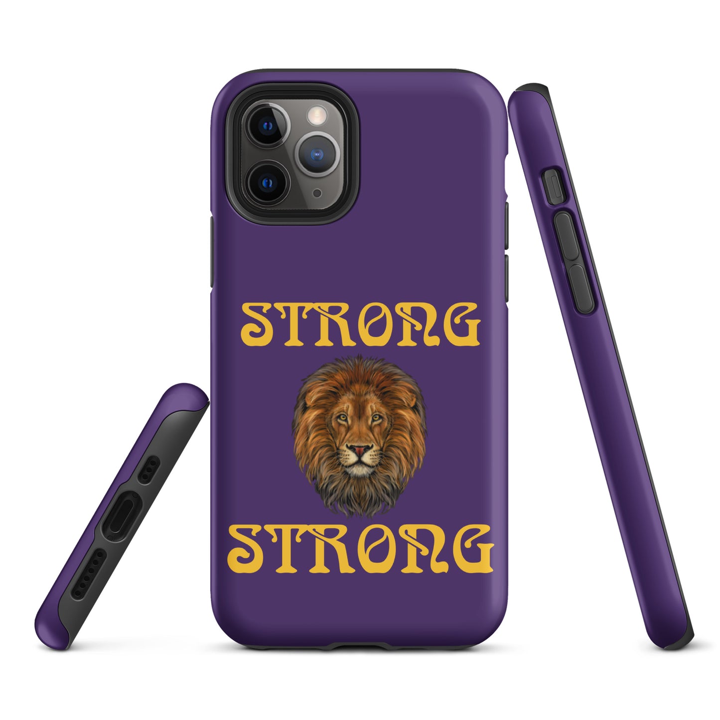 “STRONG”Purple DoubleView Tough Case for iPhone® W/Yellow Font