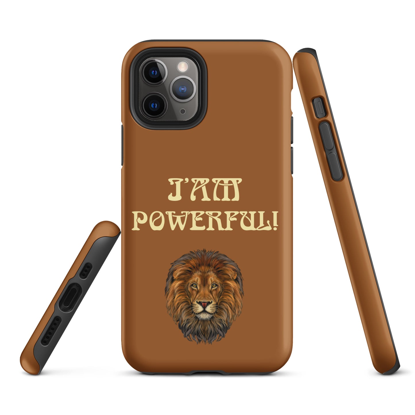 “IAM POWERFUL!”Brown Tough Case for iPhone® W/Banana Font