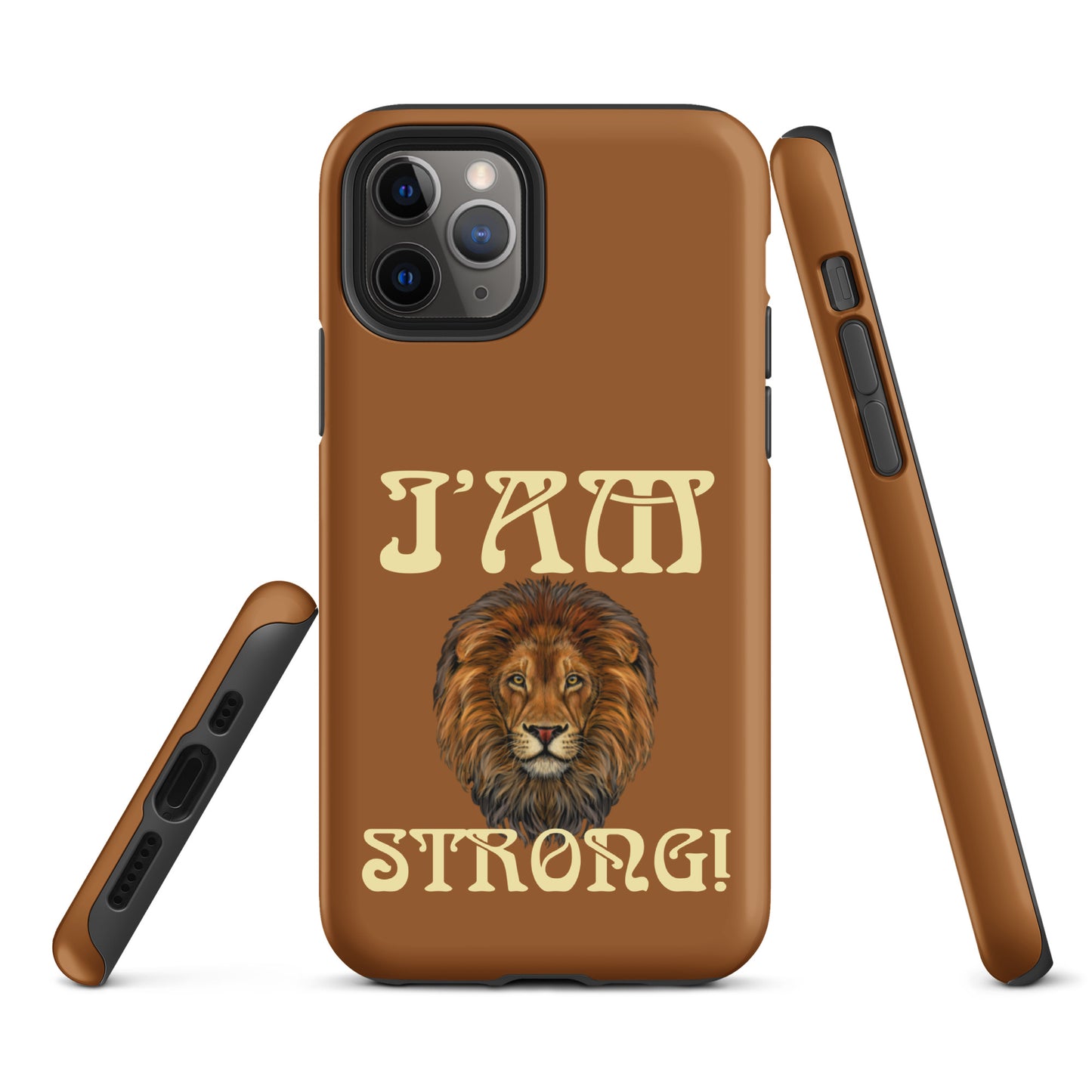 “I’AM STRONG!”Brown Tough Case for iPhone® W/Banana Font
