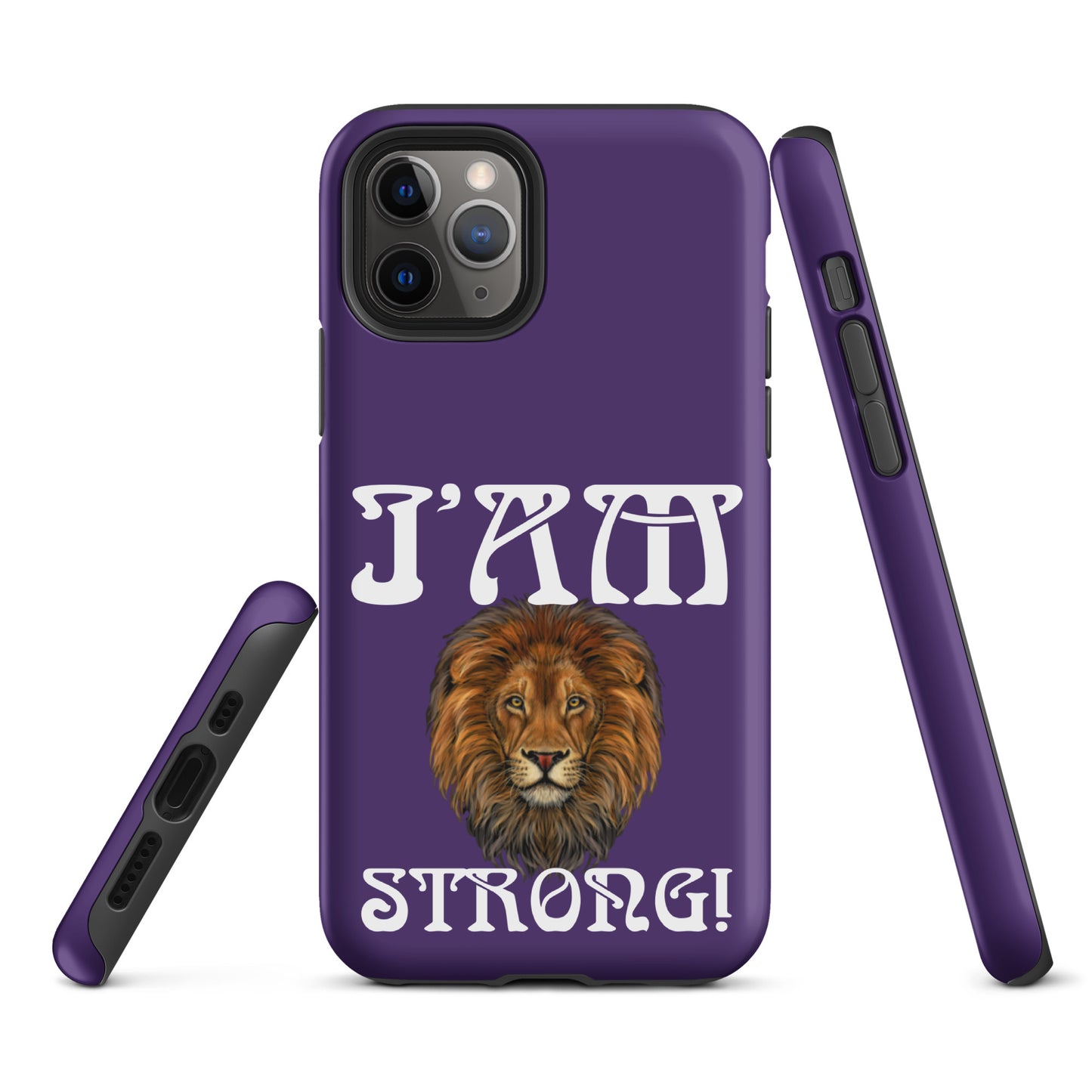 “I’AM STRONG!” Purple Tough Case for iPhone® W/White Font