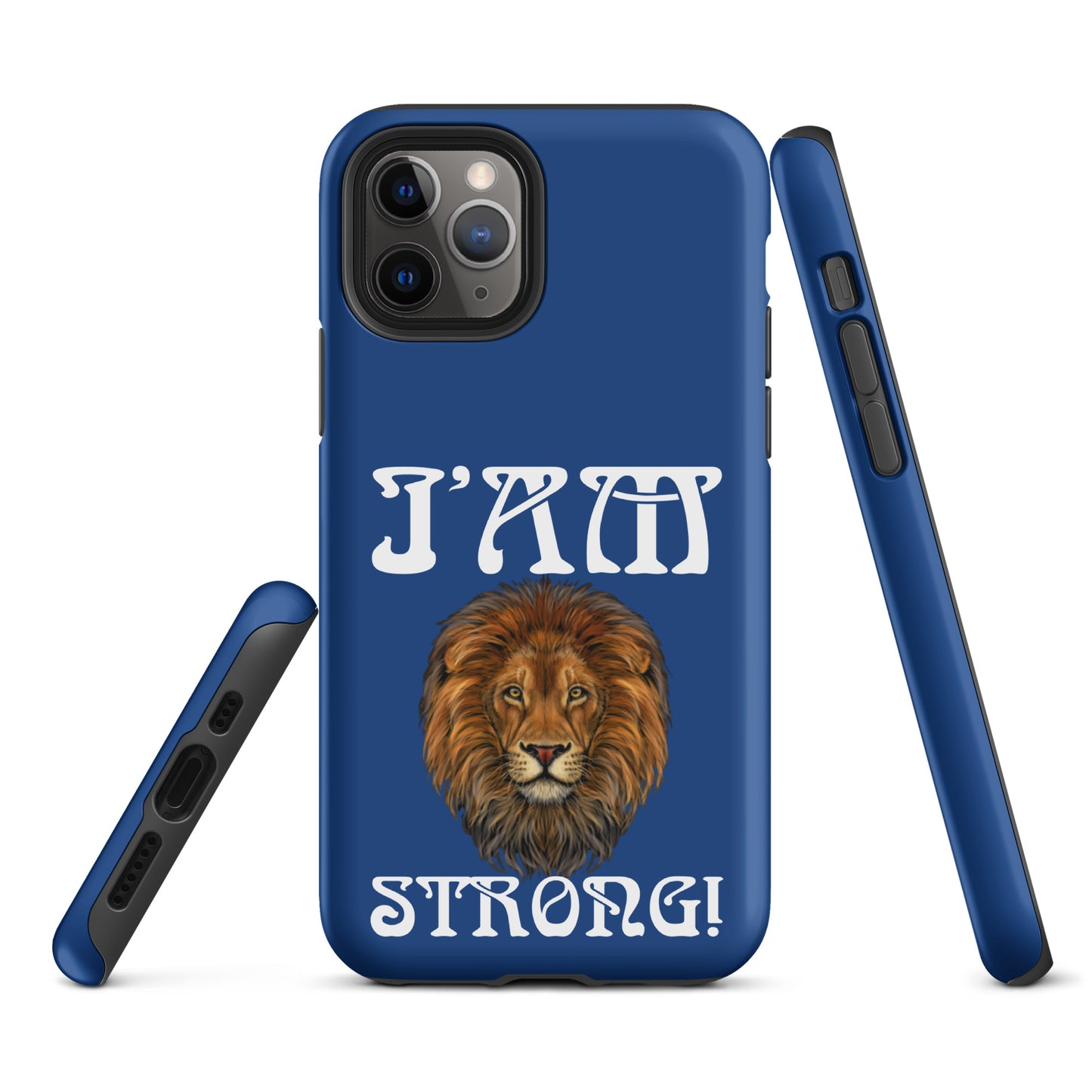 “I’AM STRONG!” Blue Tough Case for iPhone® W/White Font